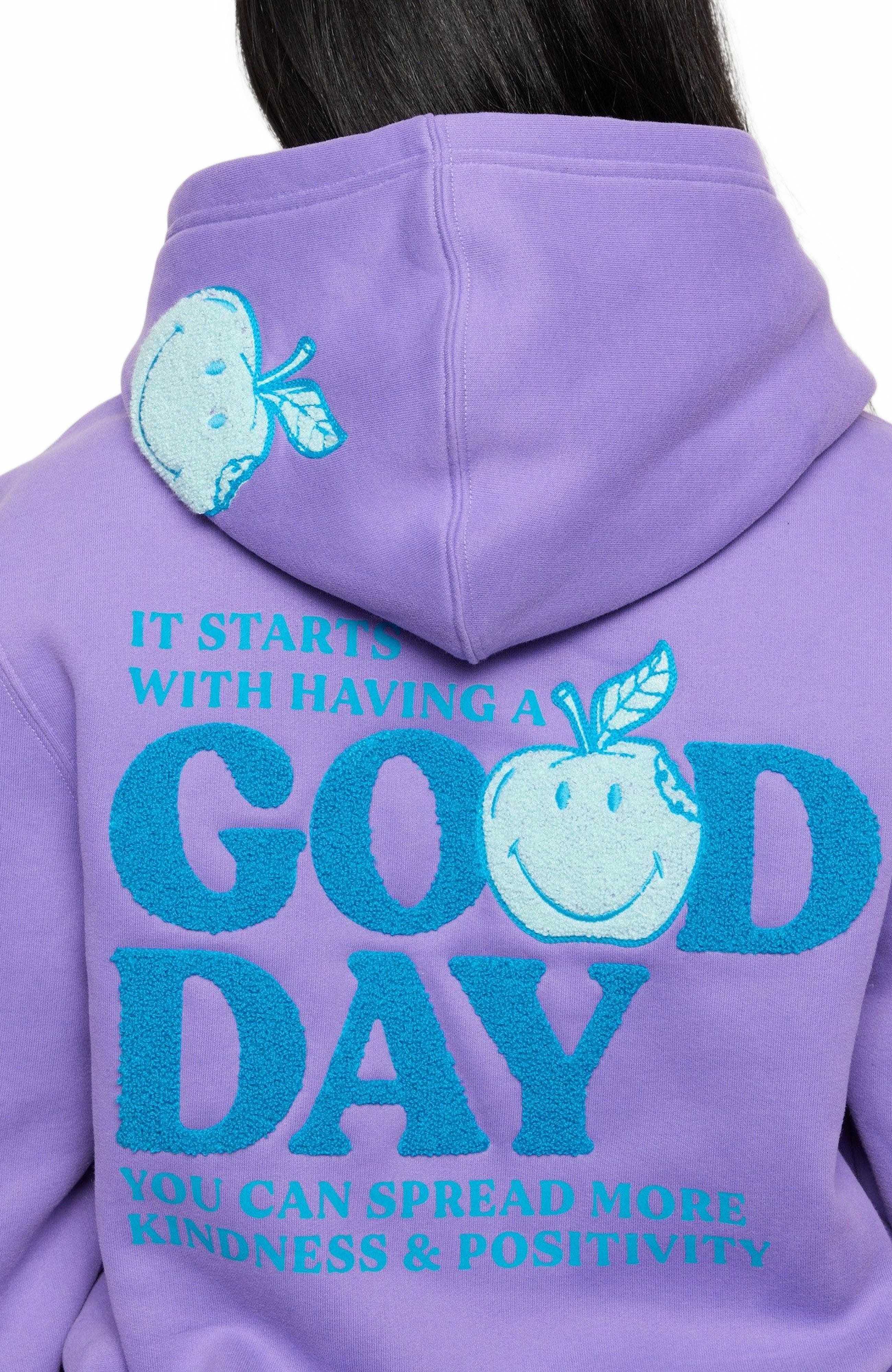 Samii Ryan Lavender Purple Hoodie — Embroidered 'good Day' Text, 'it