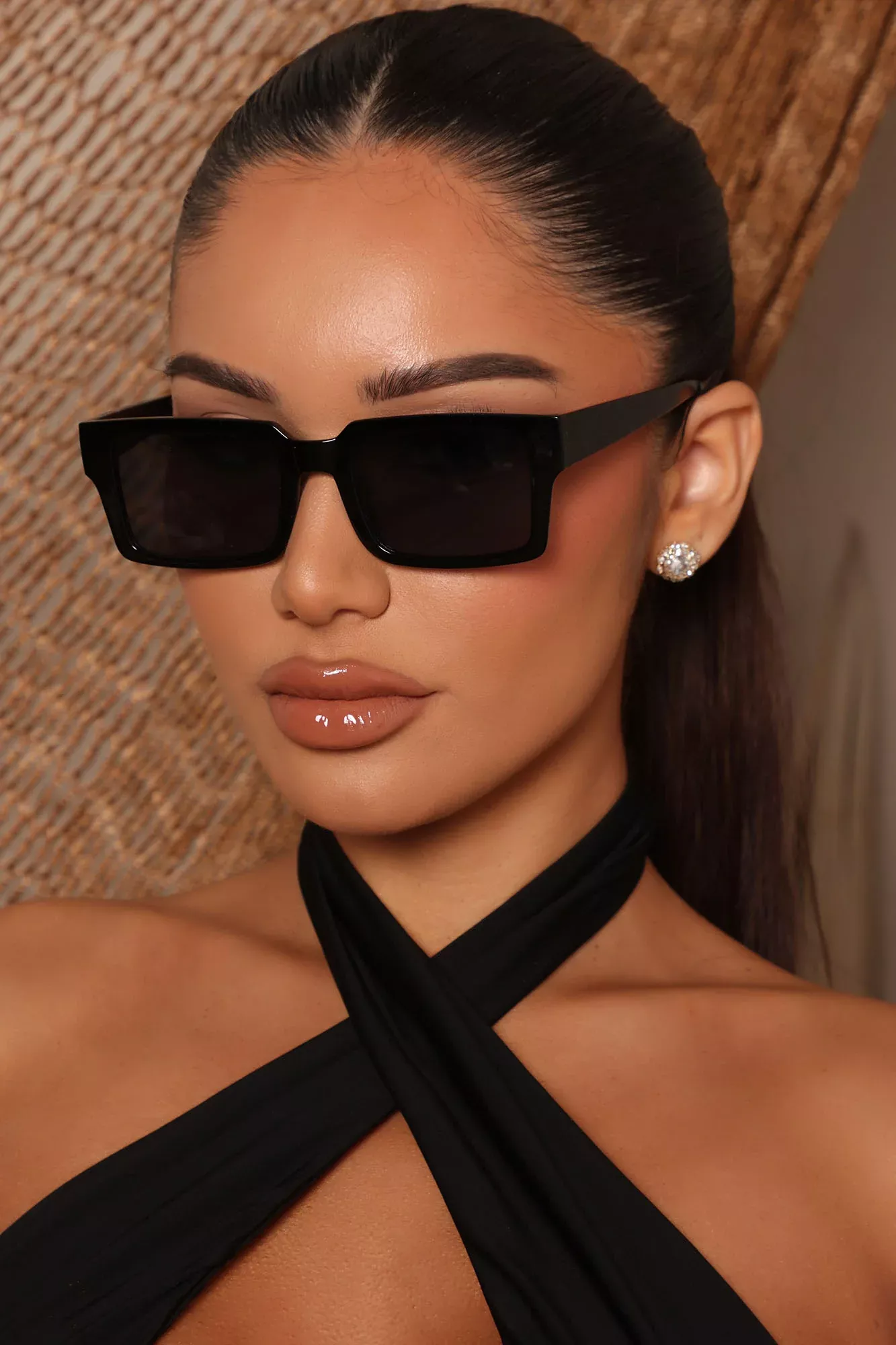 Fashion Nova Black Square Sunglasses — Thick Black Frames