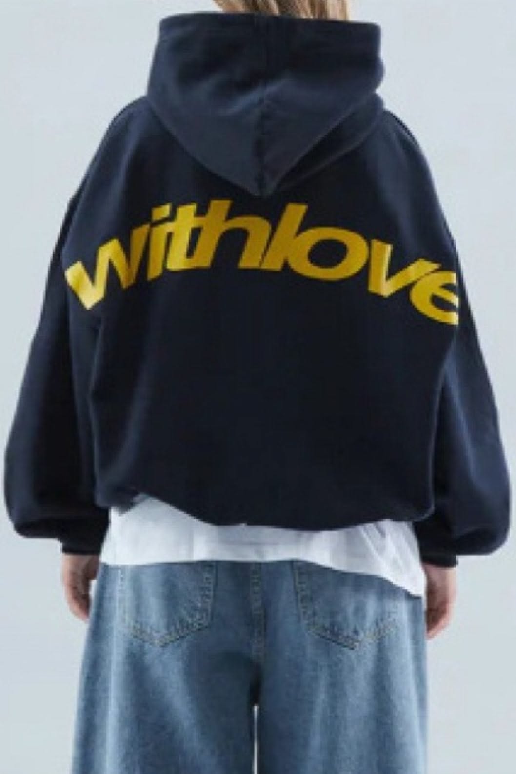Scuffers Black Hoodie — Large Yellow 'withlove' Letter Print Across