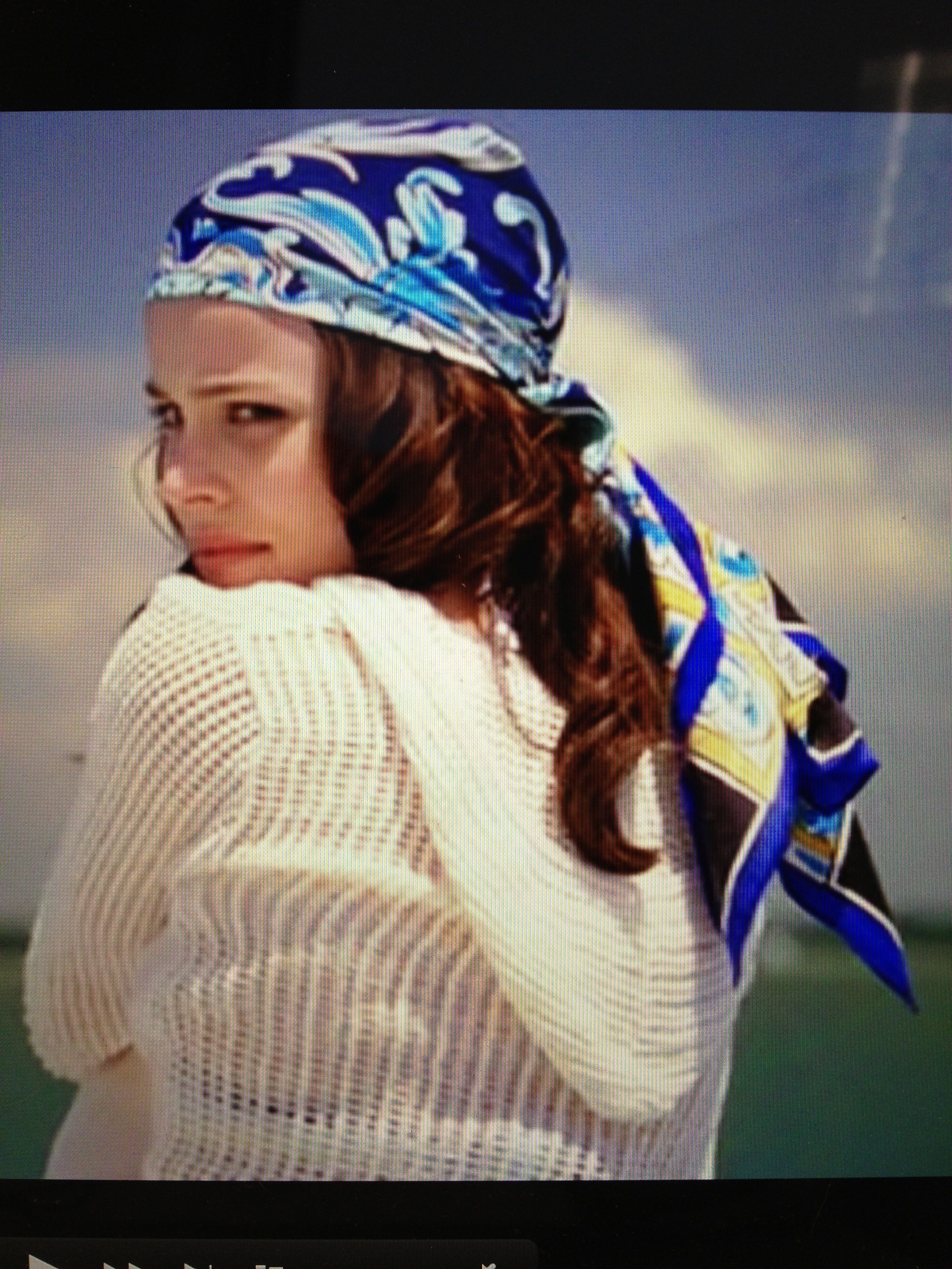 Rachel Mcadams Royal Blue and White Head Scarf — Paisley