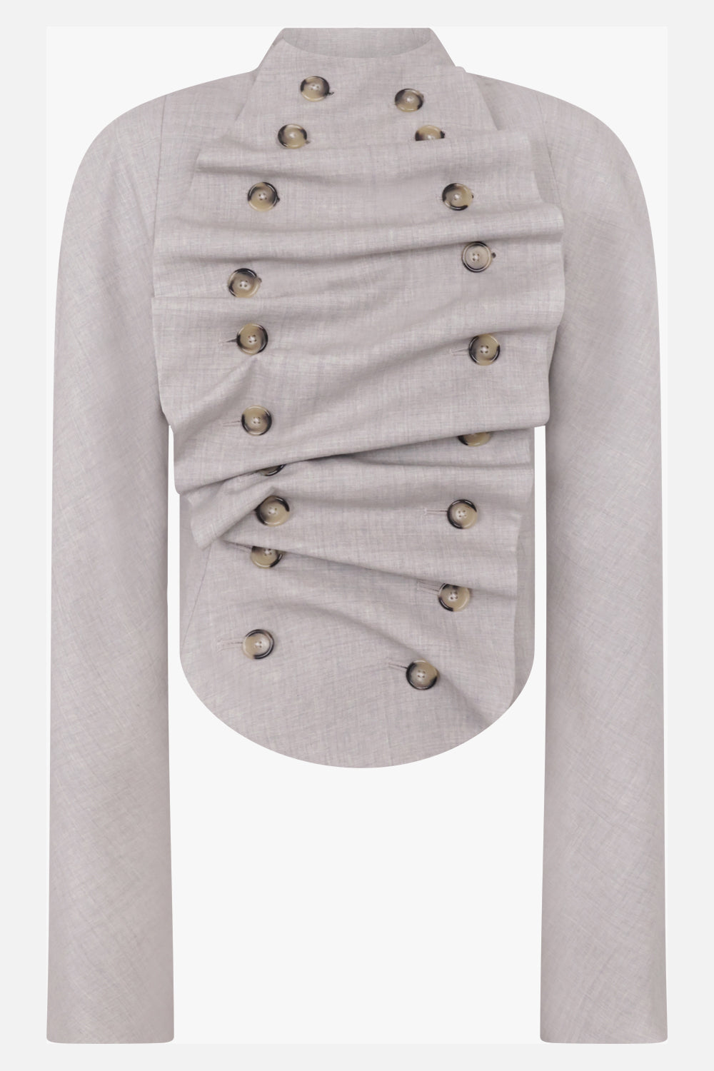 AWAKE MODE Bib-Front Structured Jacket | Light Grey Melange