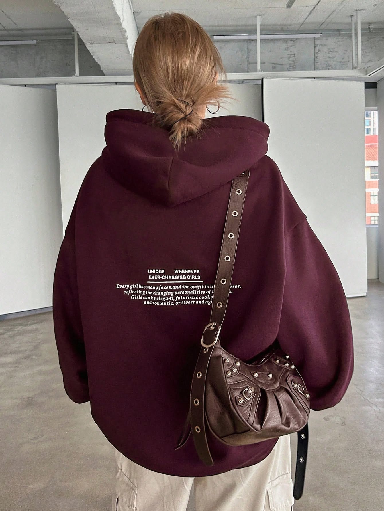 Casual Deep Maroon Hoodie — Hooded, Drop Shoulders, Ribbed Cuffs