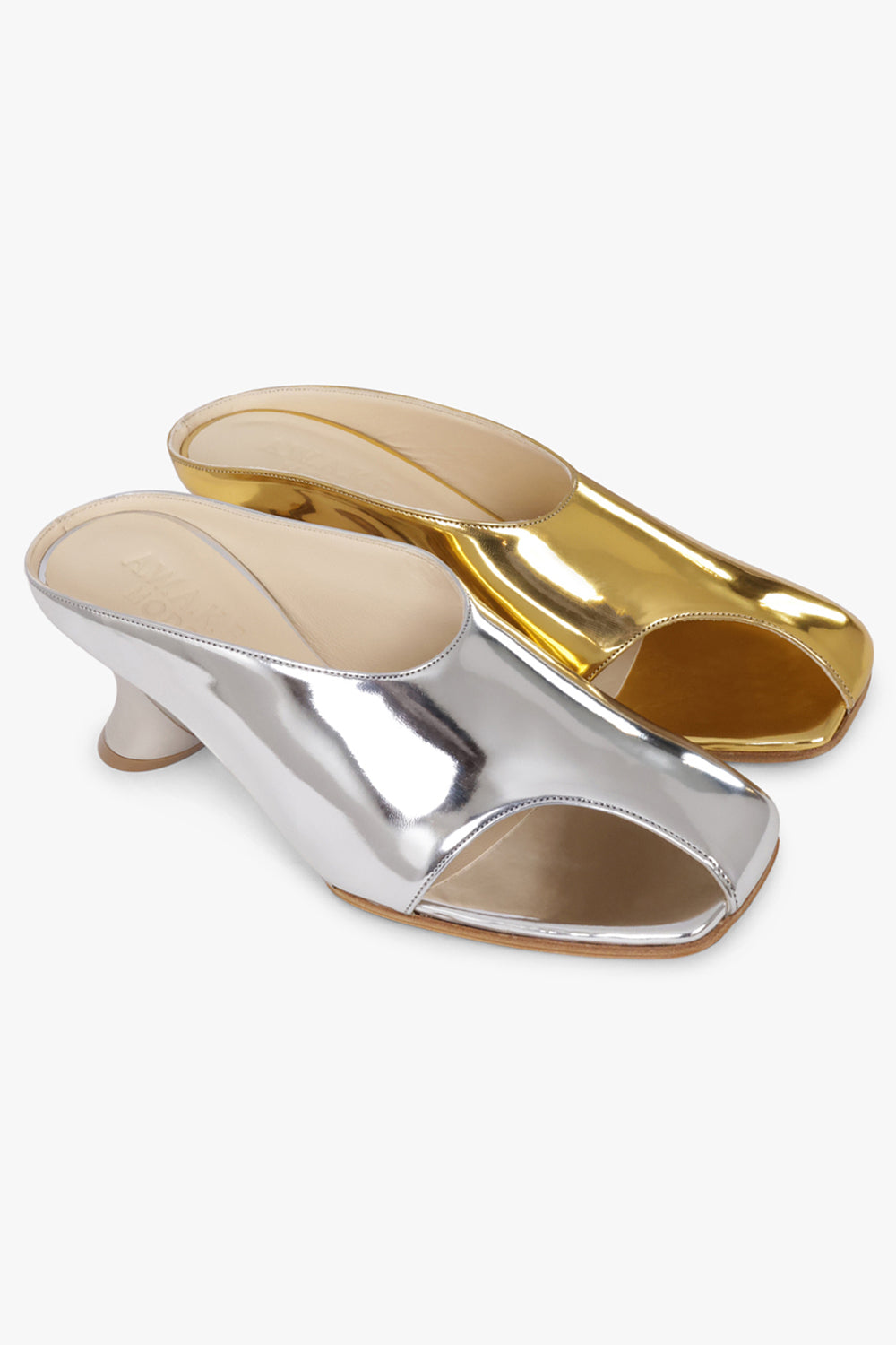 AWAKE MODE Tess 70mm Mule | Silver/Gold