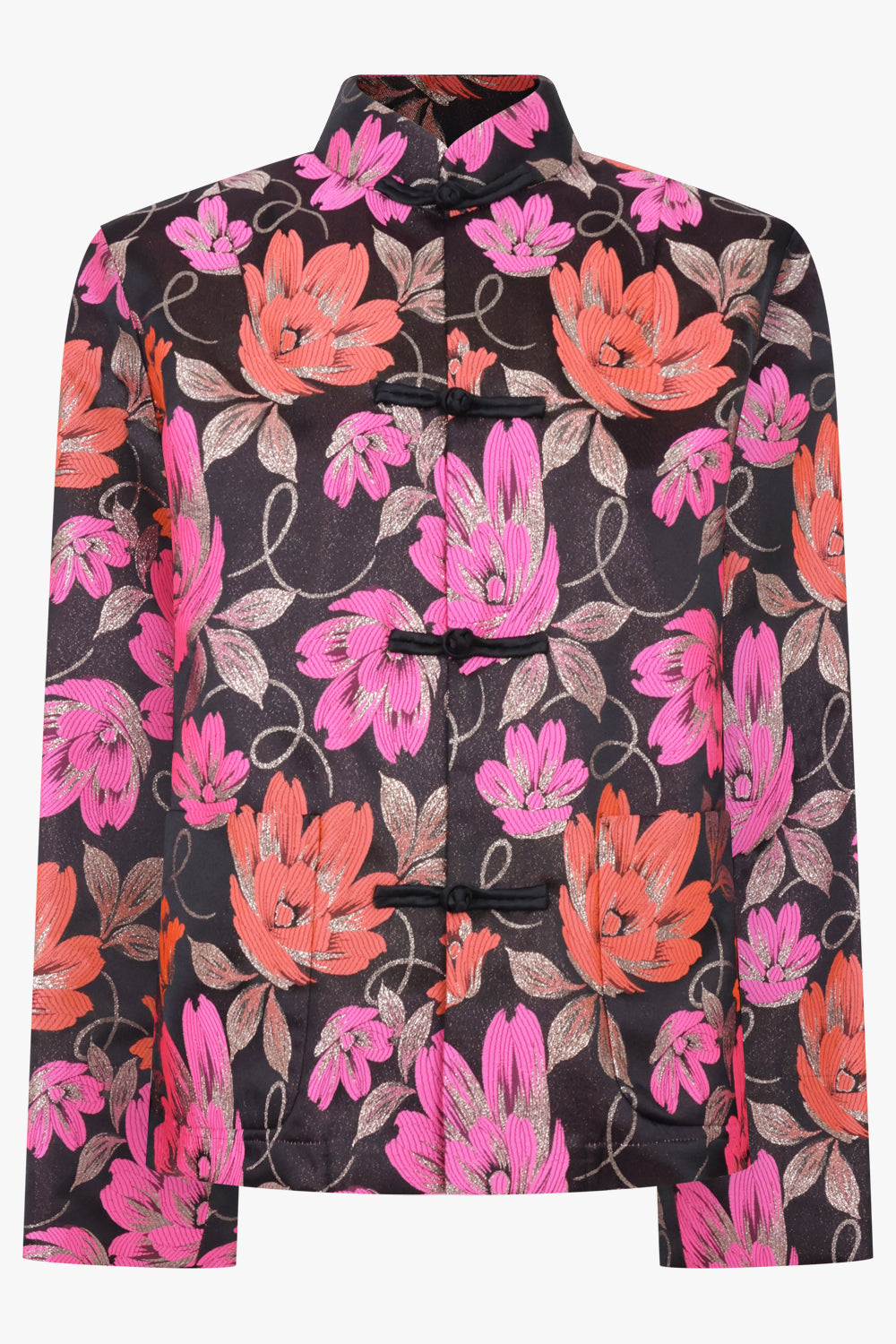 COMME DES GARCONS Floral Print Tang Jacket | Black/Pink