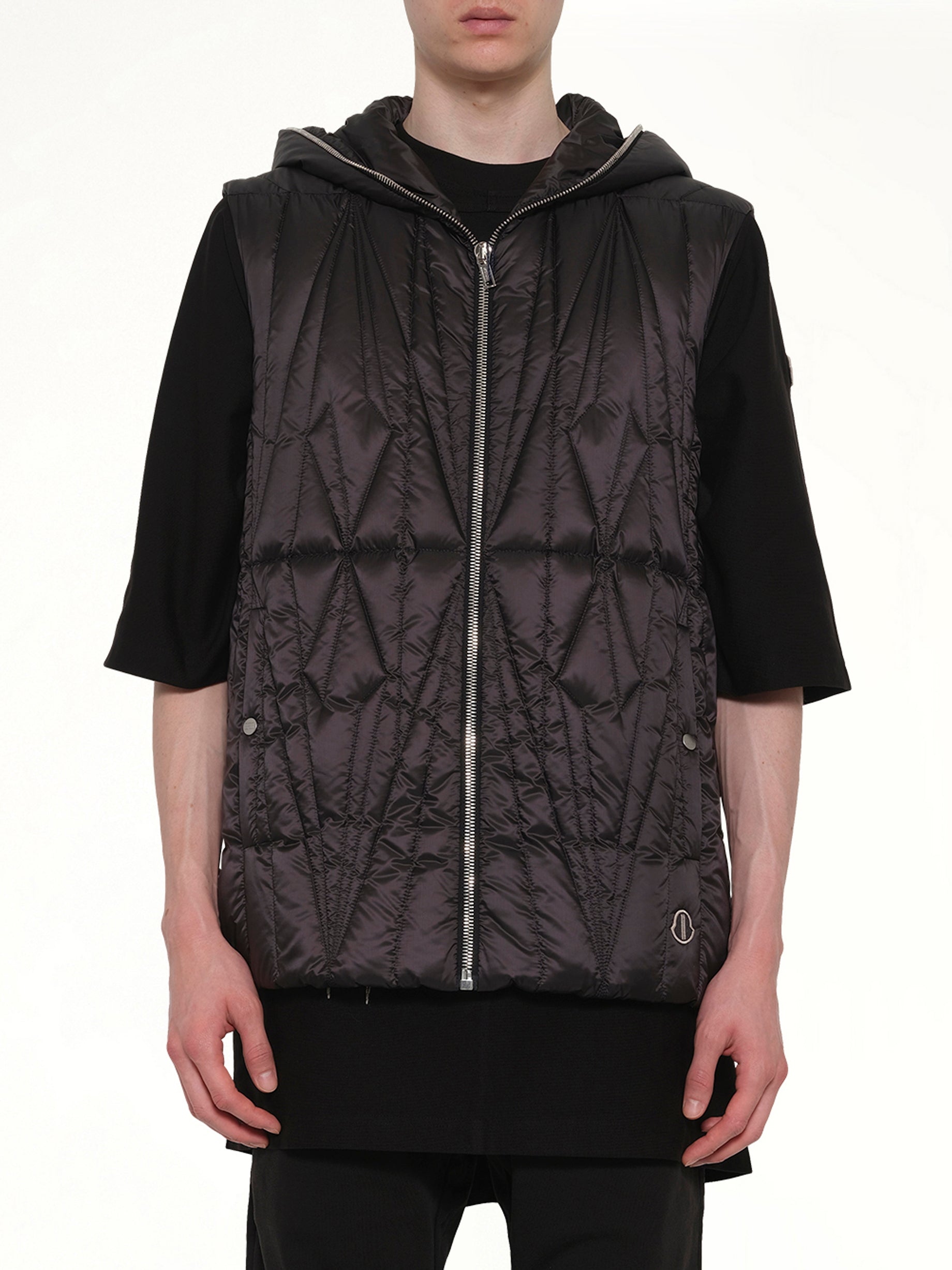 RICK OWENS Rick Owens x Moncler Geocamo Ziplock Vest in Black
