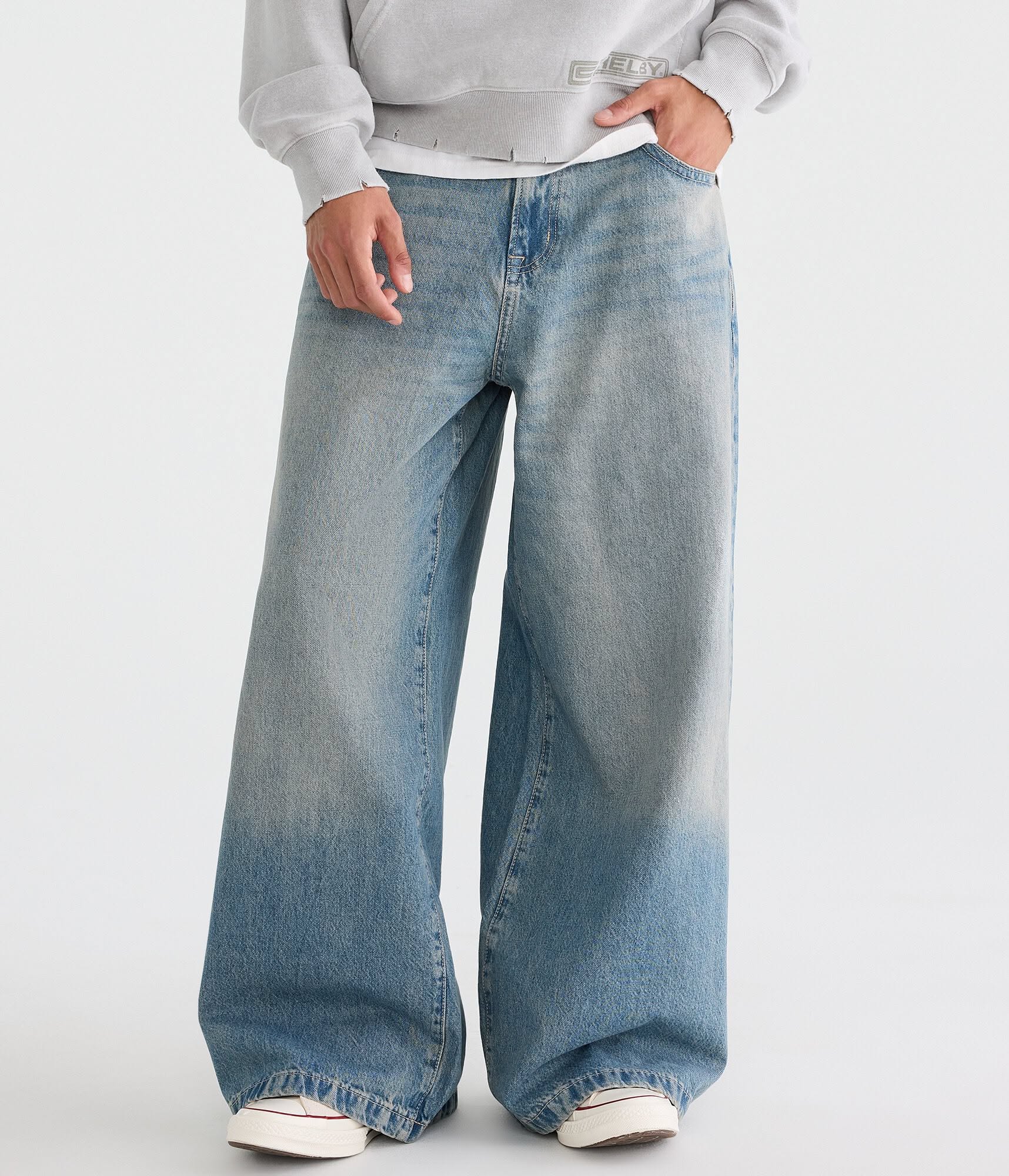 Aeropostale Light Blue Wash Baggy Jeans — Vintage Wash, Mid Rise