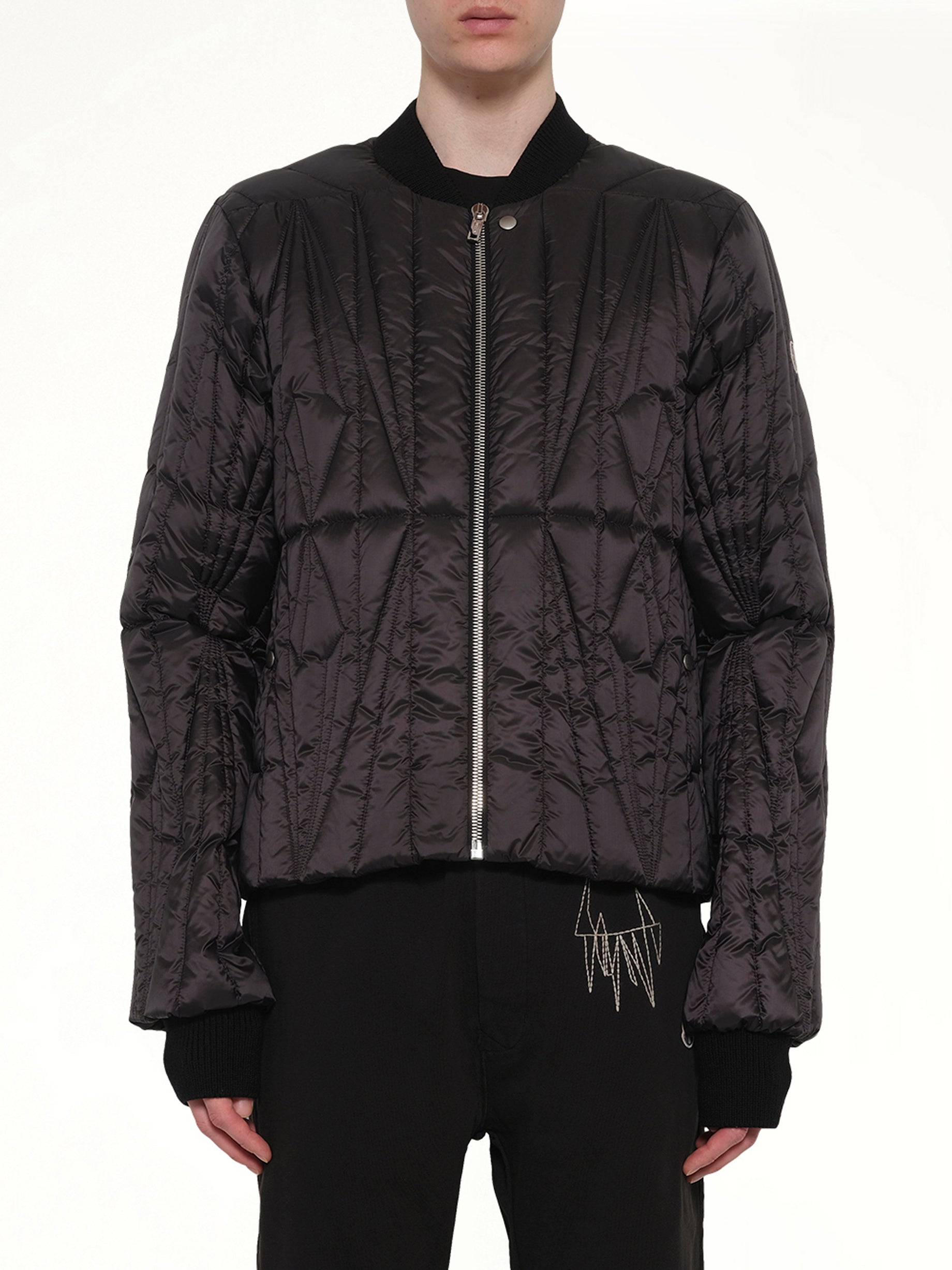 RICK OWENS Rick Owens x Moncler Geocamo Flight Jacket in Black