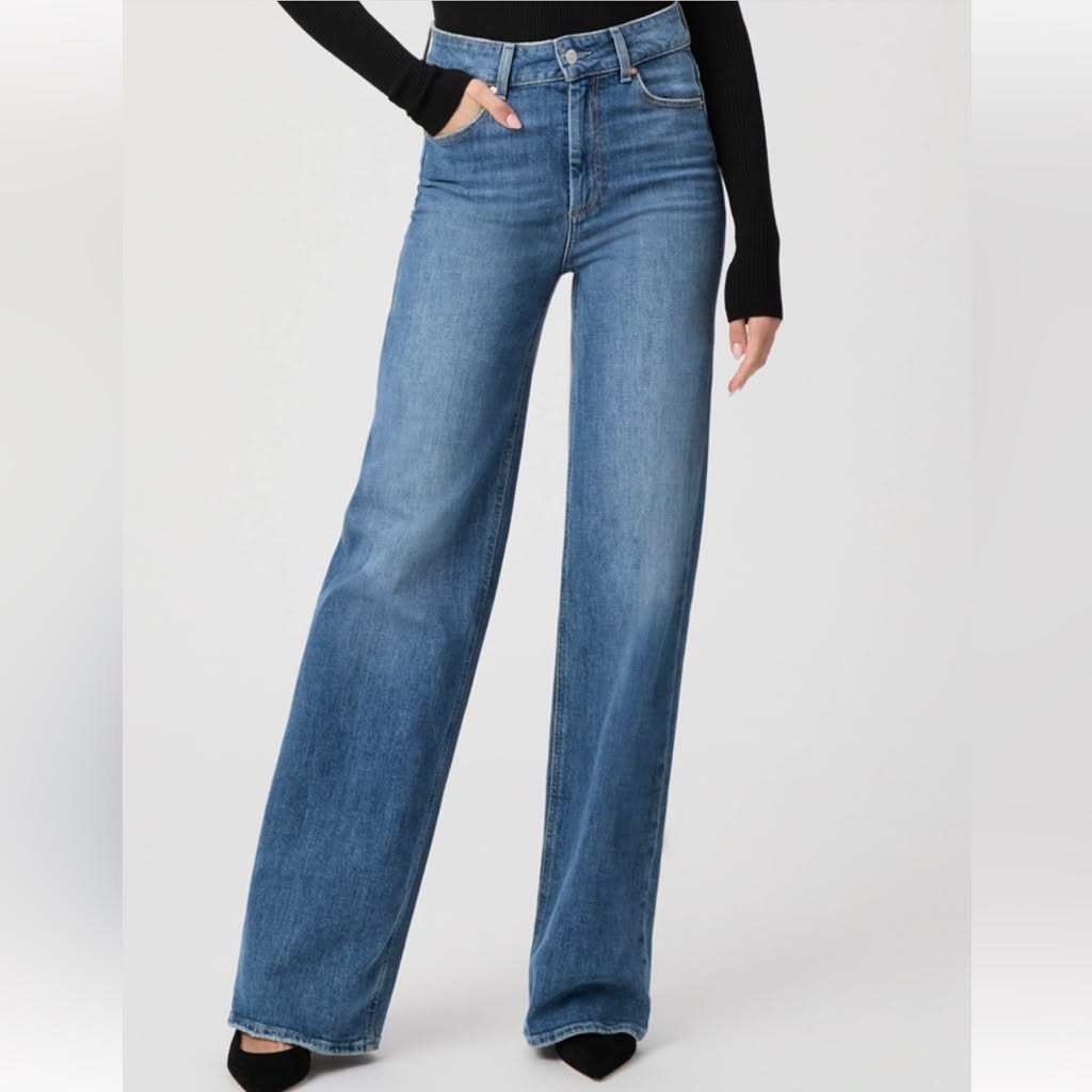 Paige Medium Blue Wash Jeans — Classic Five-pocket Styling, Subtle