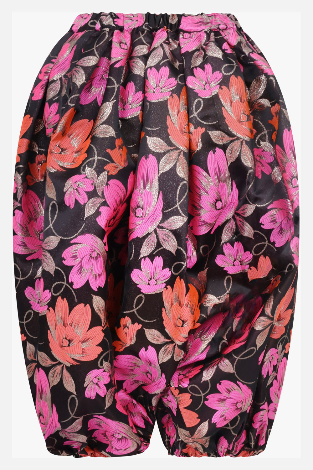 COMME DES GARCONS Floral Print Drop Crotch Pant | Black/Pink