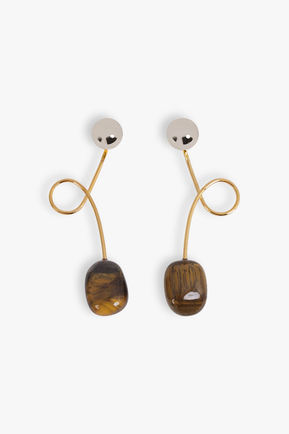DRIES VAN NOTEN Swirl Stone Drop Earrings | Tiger-Eye