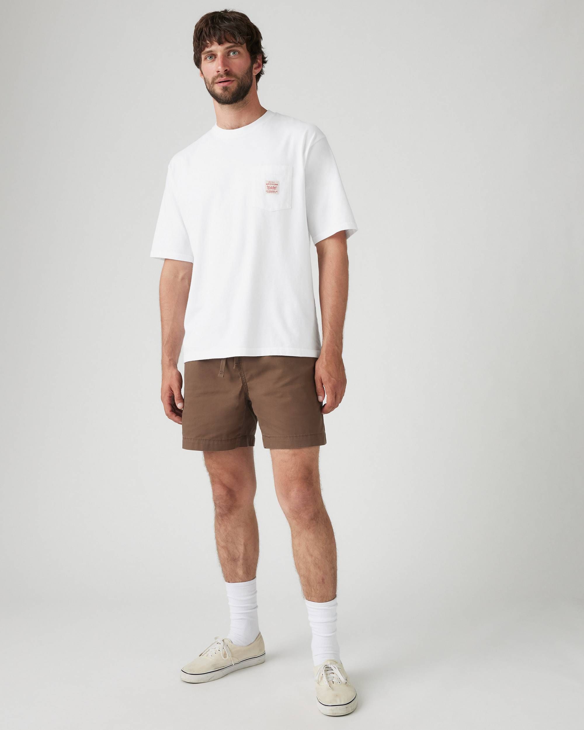 Levi's Brown Shorts — Drawstring Waistband, Side Pockets, Knee-length