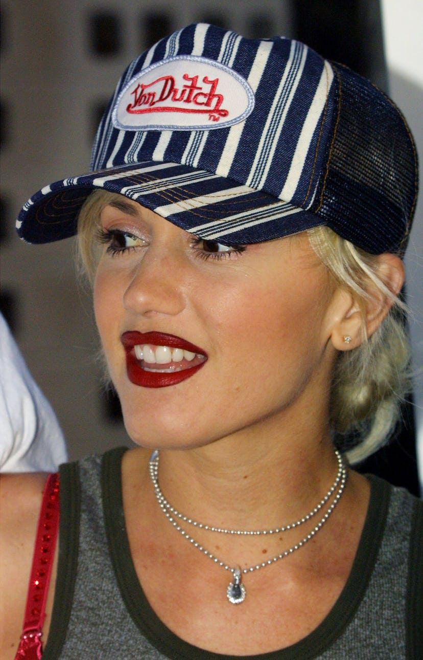 Gwen Stefani Blue and White Trucker Hat — Blue and White Vertical