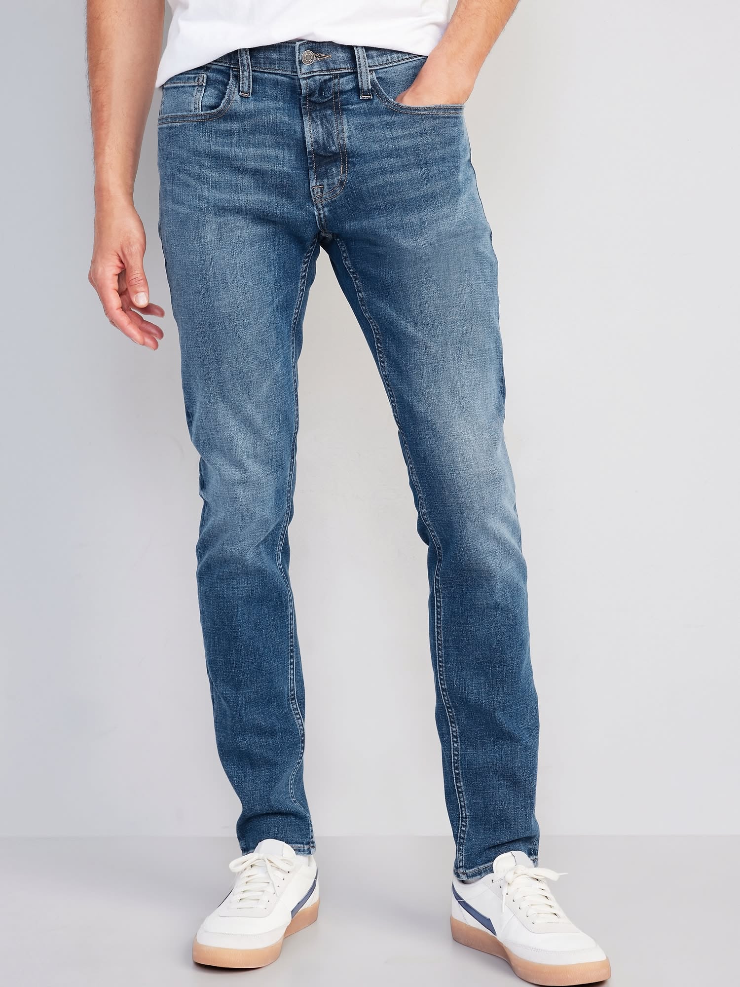 Old Navy Medium Blue Wash Jeans — Five-pocket Styling, Subtle Fading