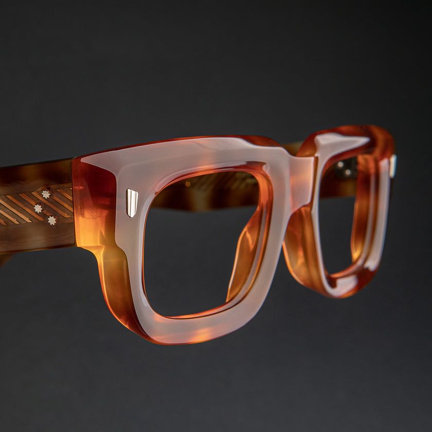 Cutler and Gross Amber Tortoise Optical Glasses — Thick Rectangular