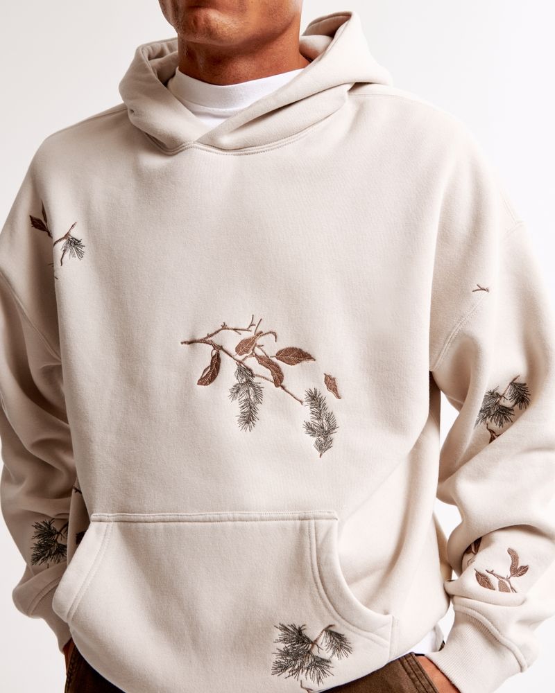 Abercrombie & Fitch Cream Hoodie — Drawstring-free Hood, Front