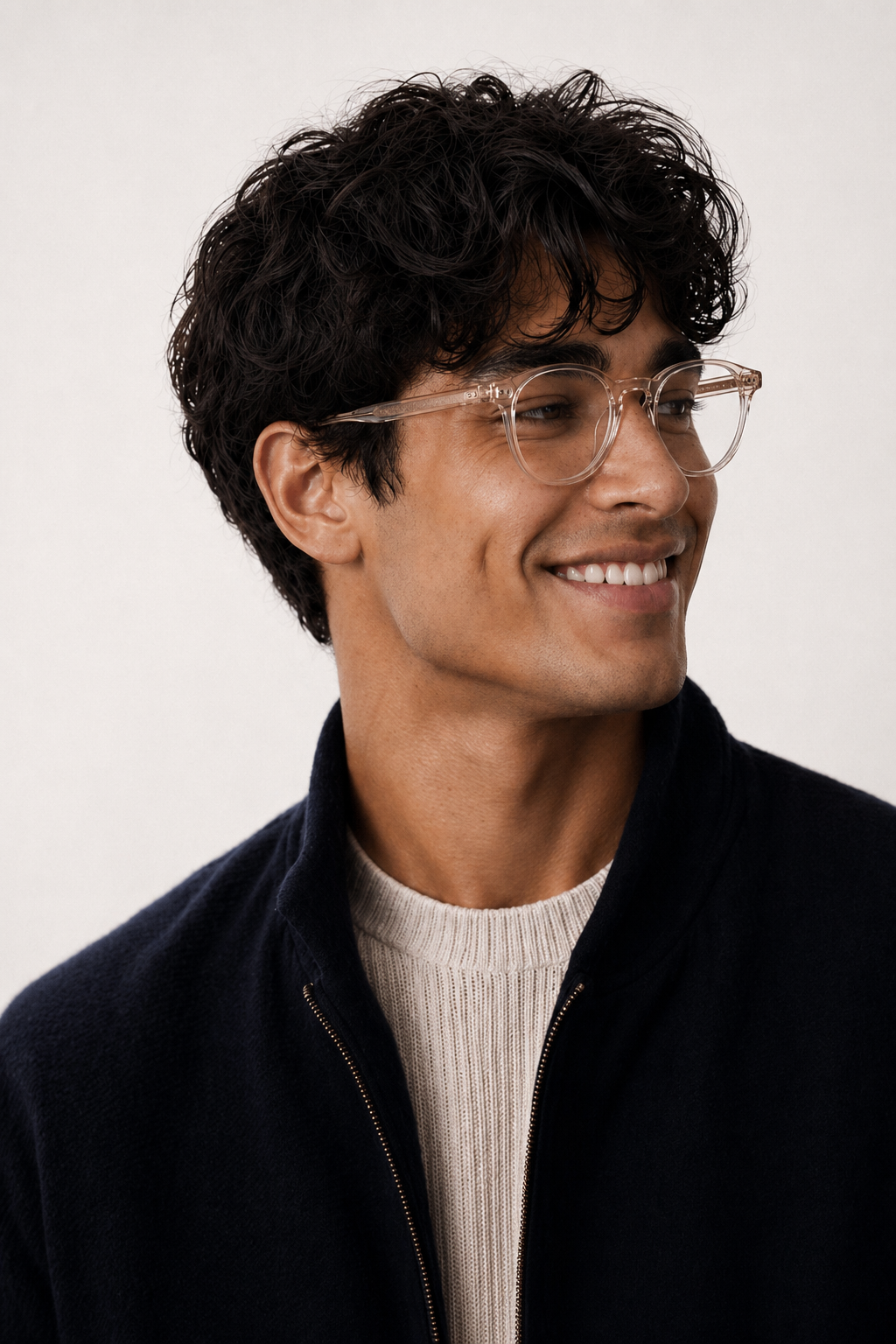 Minimalist Translucent Pink Peach Eyeglasses — Round Clear Frames