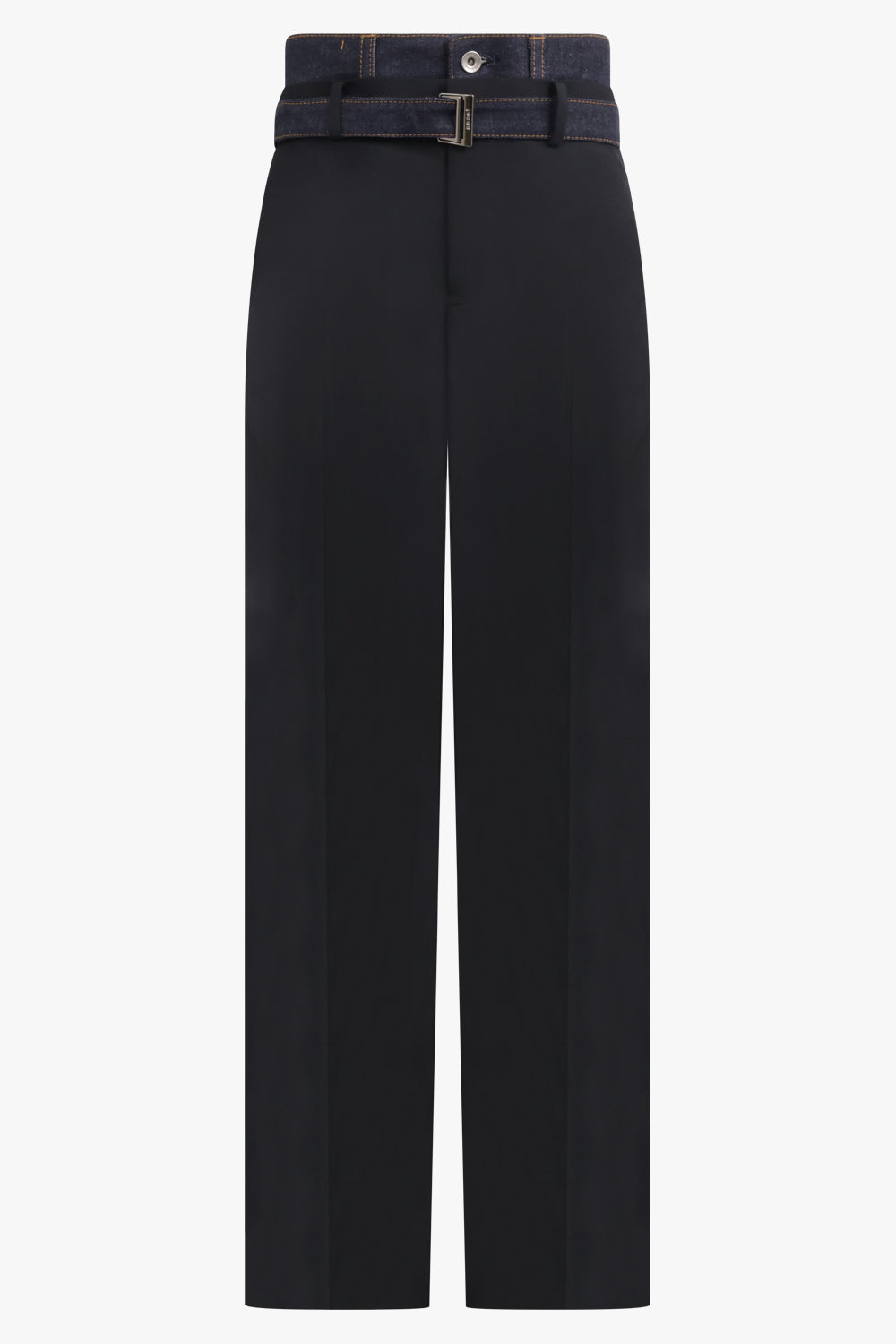 SACAI Suiting X Denim Wide Leg Pant | Black/Indigo