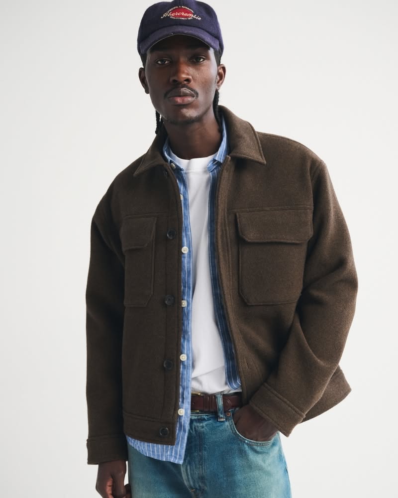 Abercrombie & Fitch Dark Brown Trucker Jacket — Button-front Closure