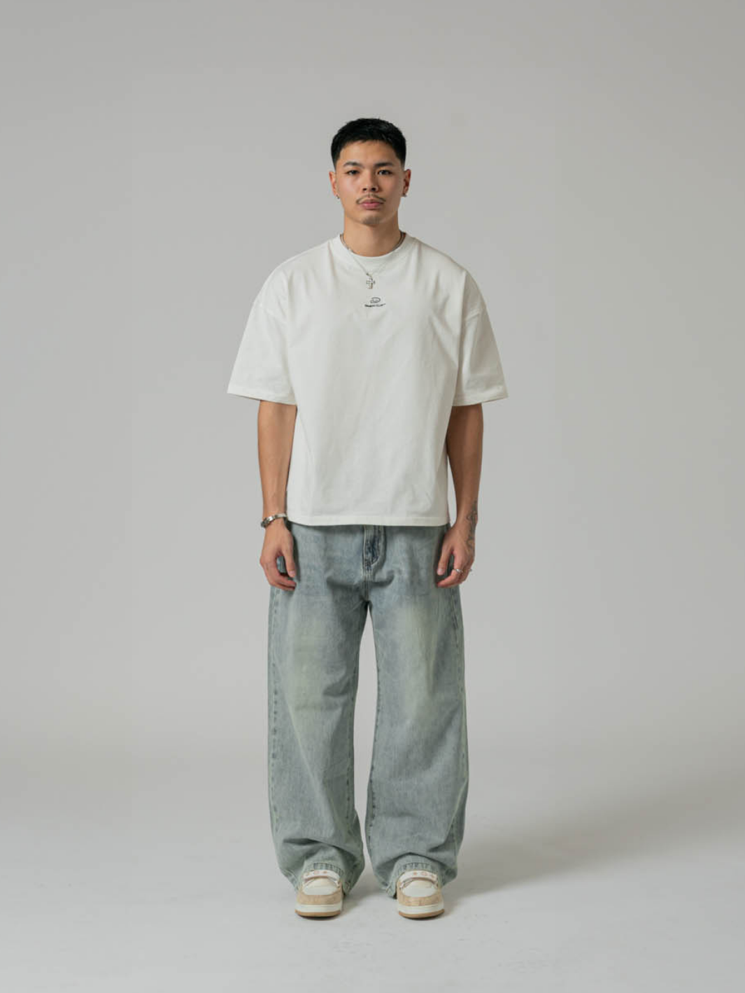 LOOSE FIT JEANS - WASHED BLUE LOOSE FIT JEANS - WASHED BLUE