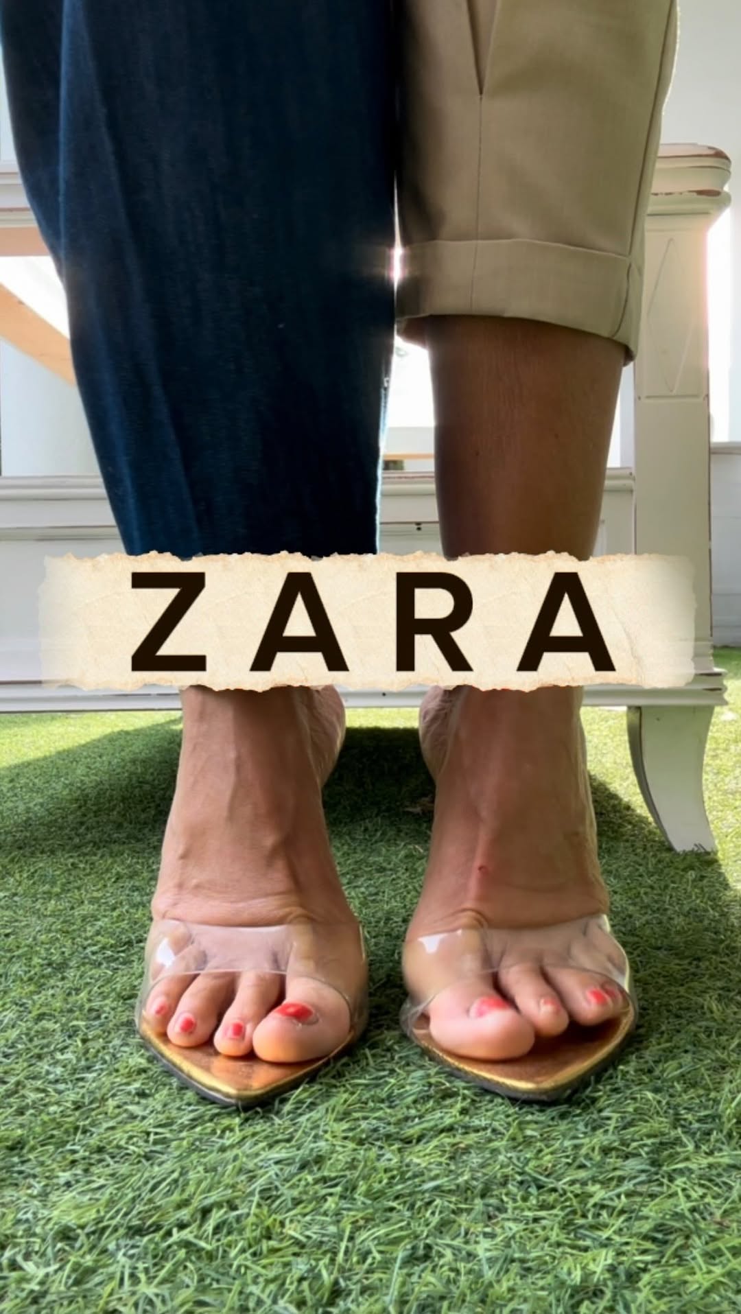 Zara Clear Strap Pointed Toe Mules