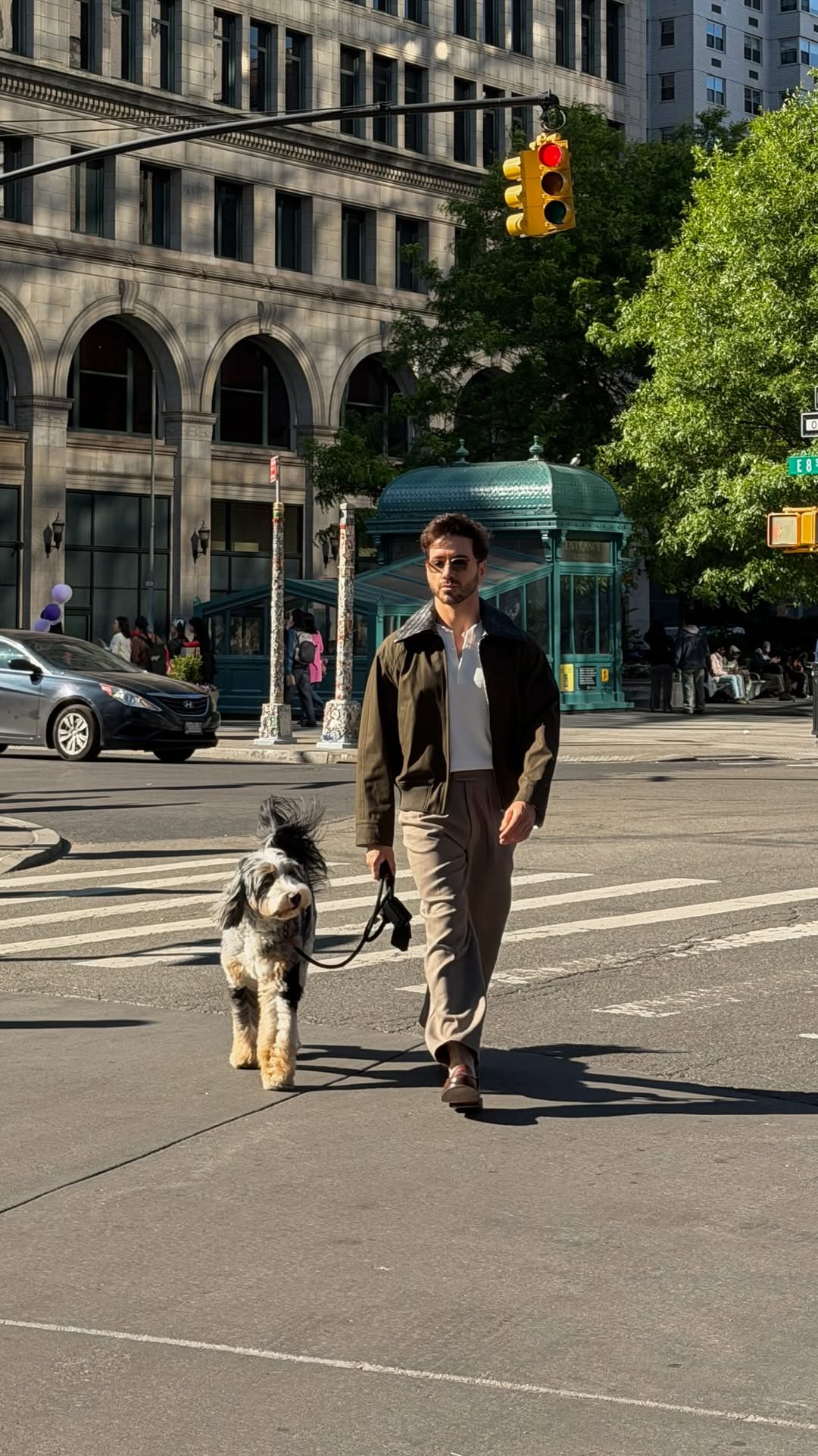 casual dark olive green bomber jacket — pointed collar, front zipper closure, ribbed cuffs and hem, subtle shoulder seams