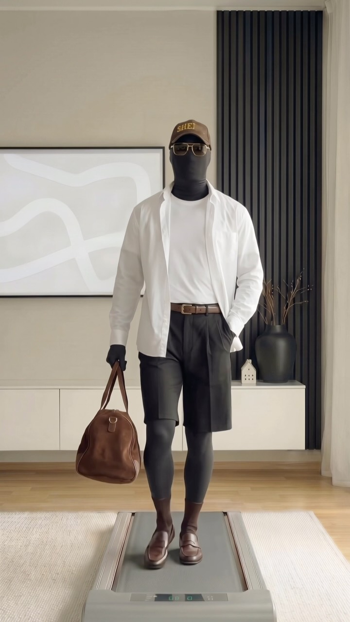 Smart Casual White, Black, Brown Layered Smart Casual Outfit