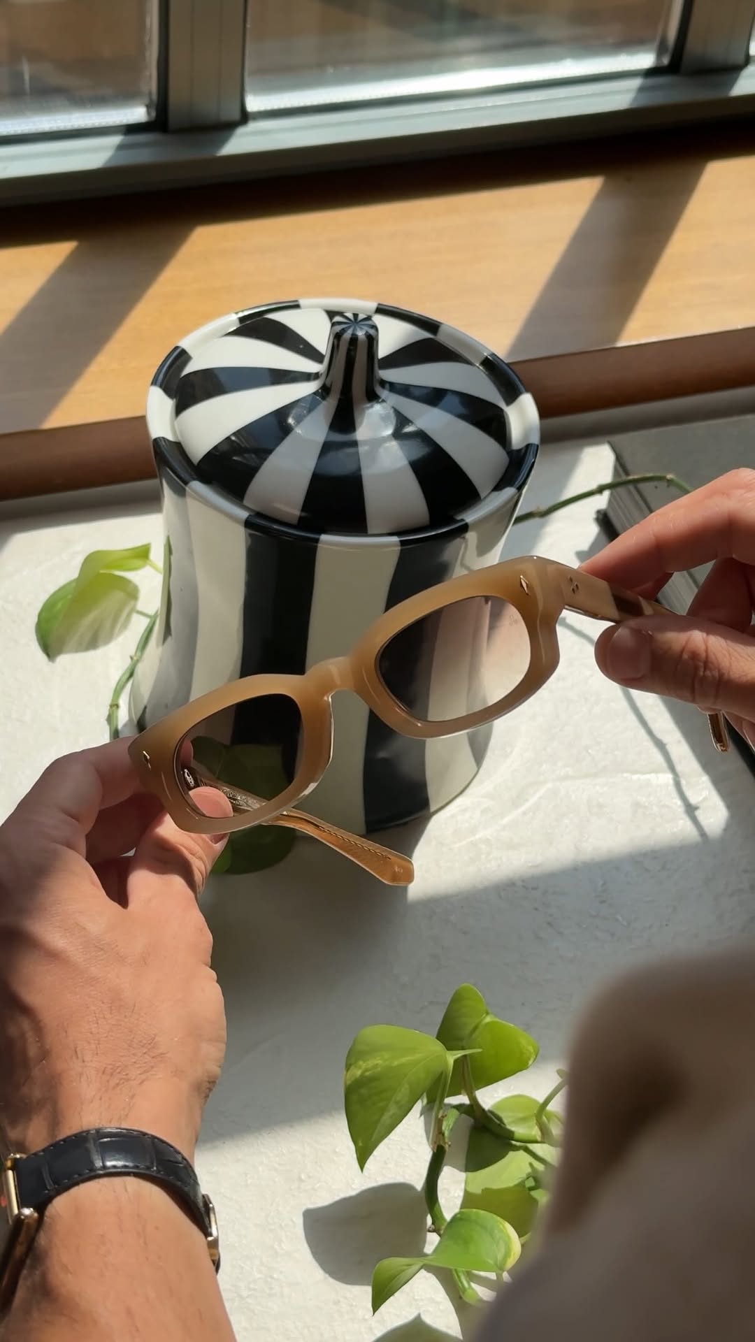 Jacques Marie Mage Beige Acetate Sunglasses