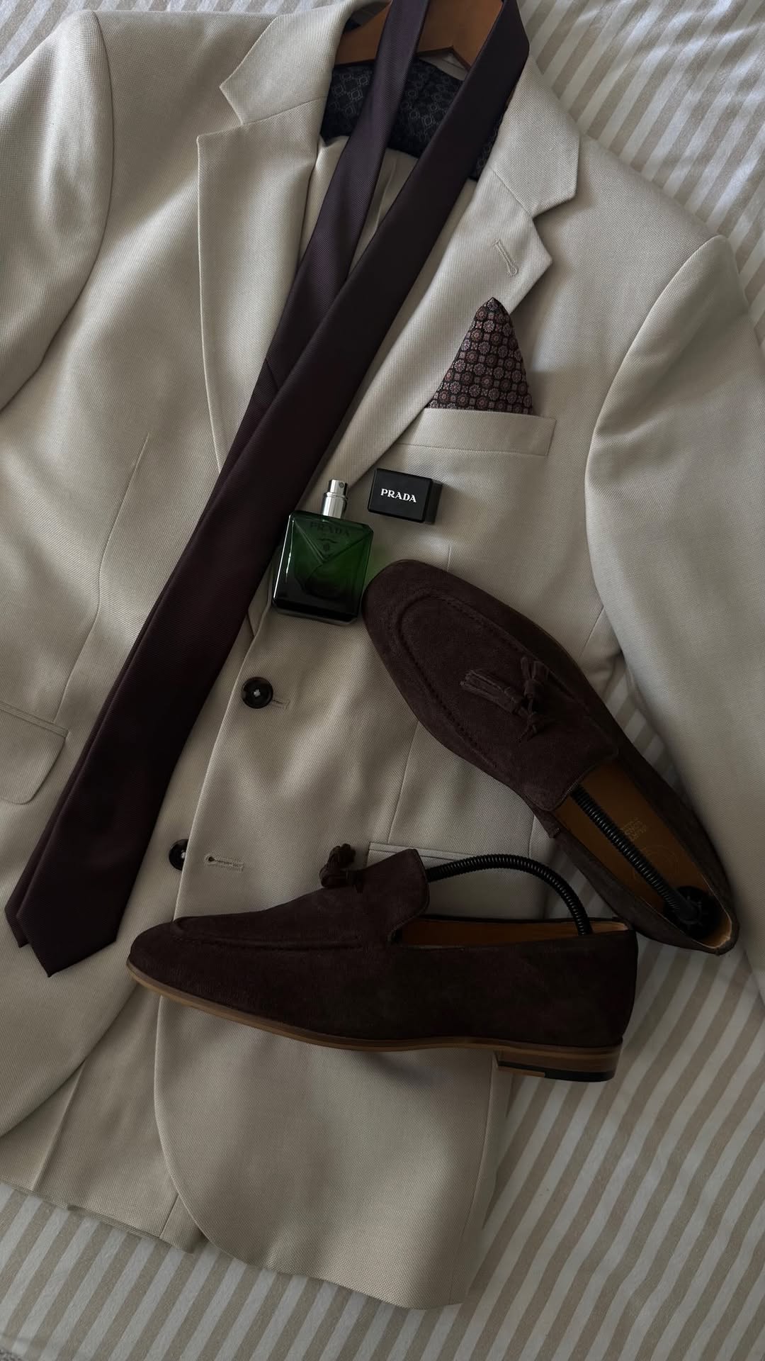 Burton Menswear Men's Beige Suit with Loafers