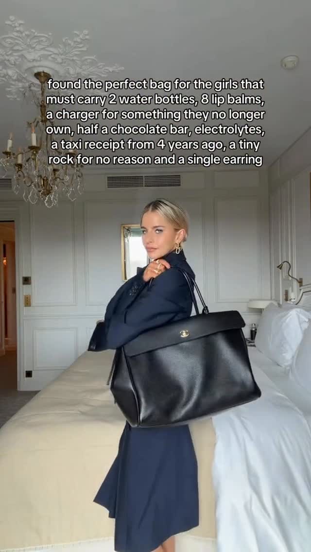 Chanel Large Black Leather Tote Bag