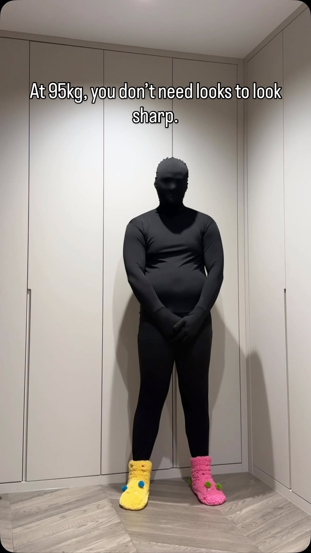 costume black zentai suit — full body coverage, integrated hood and gloves, seamless appearance