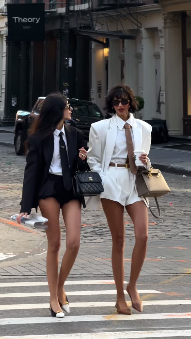 Chanel, Prada, Hermes Matching blazer and shorts set with ties
