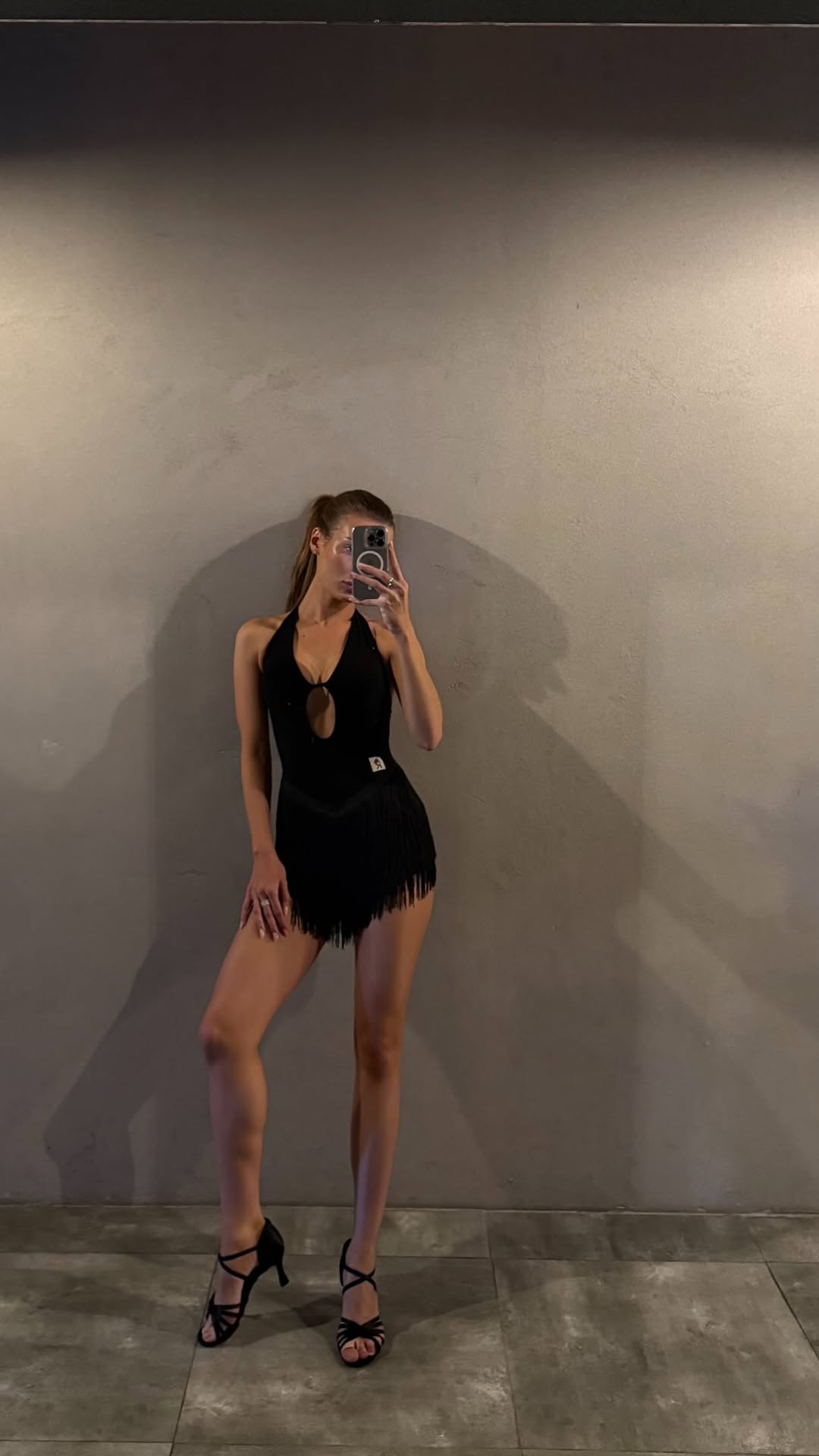 r.by.dc Black Halter Fringe Mini Dress