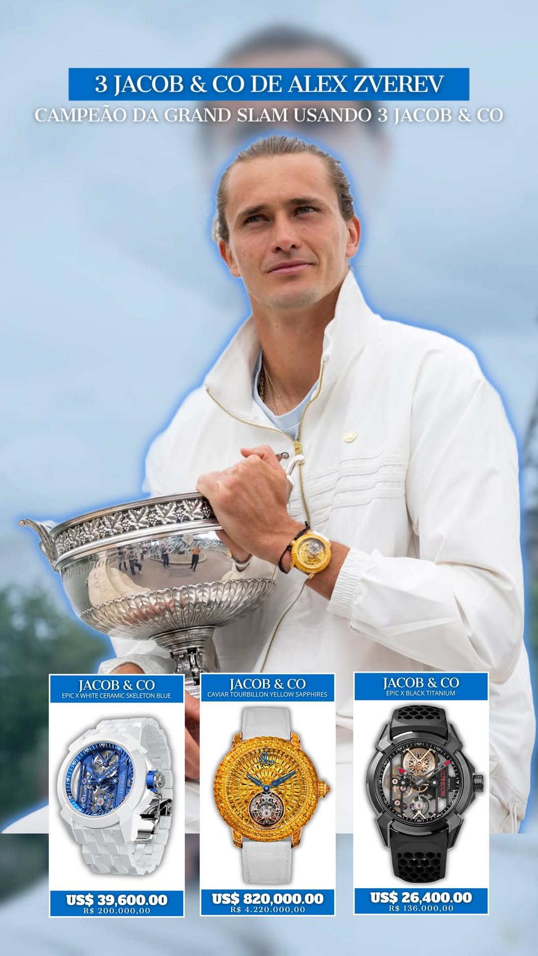 Alexander Zverev Luxury Watch Collection (Epic X, Caviar Tourbillon)