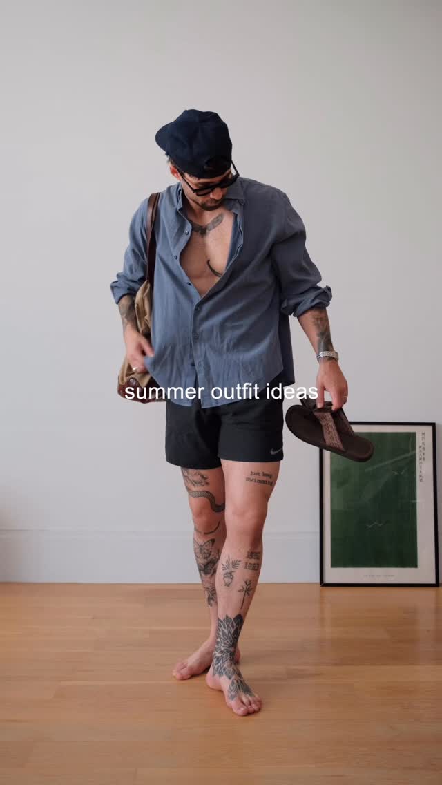 Nike Summer Casual Outfit with Linen Shirt and Athletic Shorts