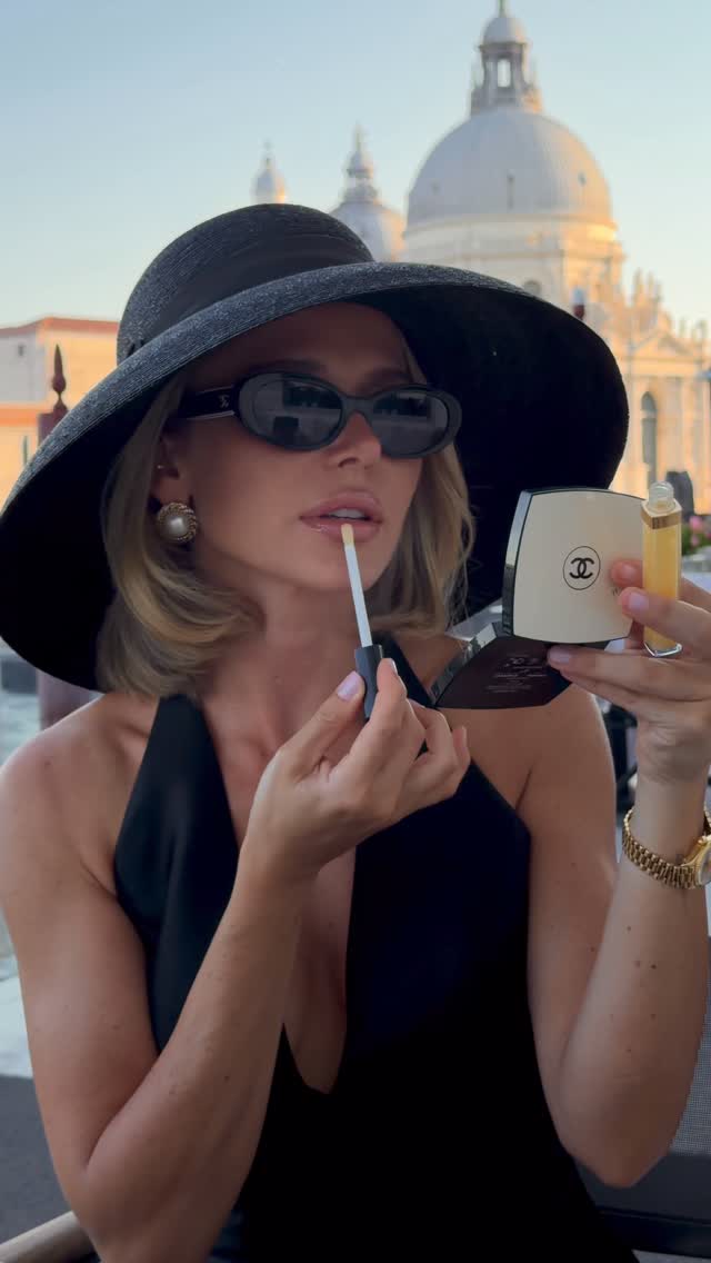 Chanel Black Halter Neck Dress with Wide Brim Hat
