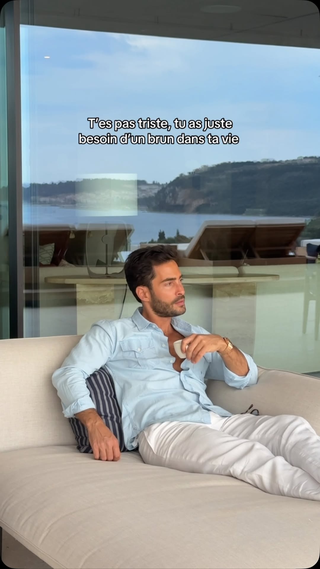 Casual Light Blue Button-up Shirt — Long Sleeve, Two Chest Flap