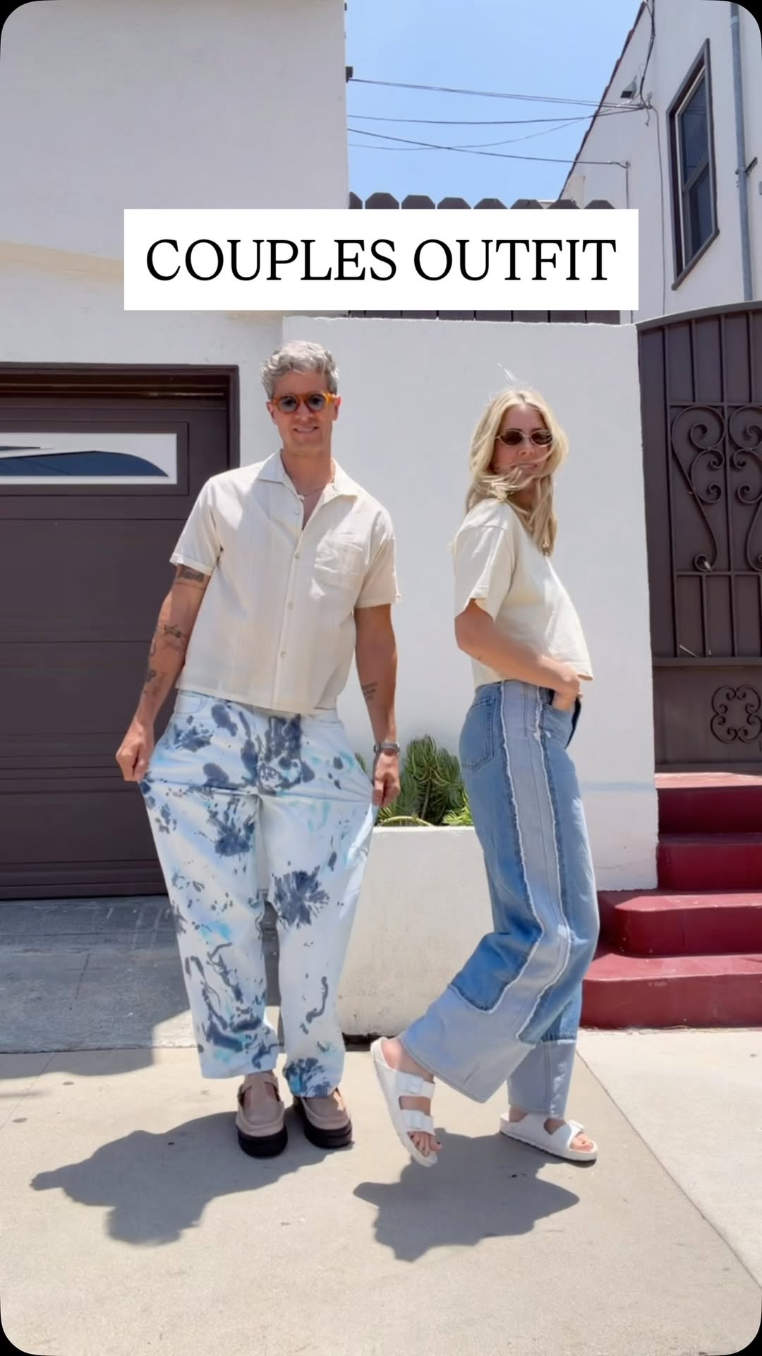 Streetwear White and Blue Jeans — Paint Splatter Effect, Tie-dye