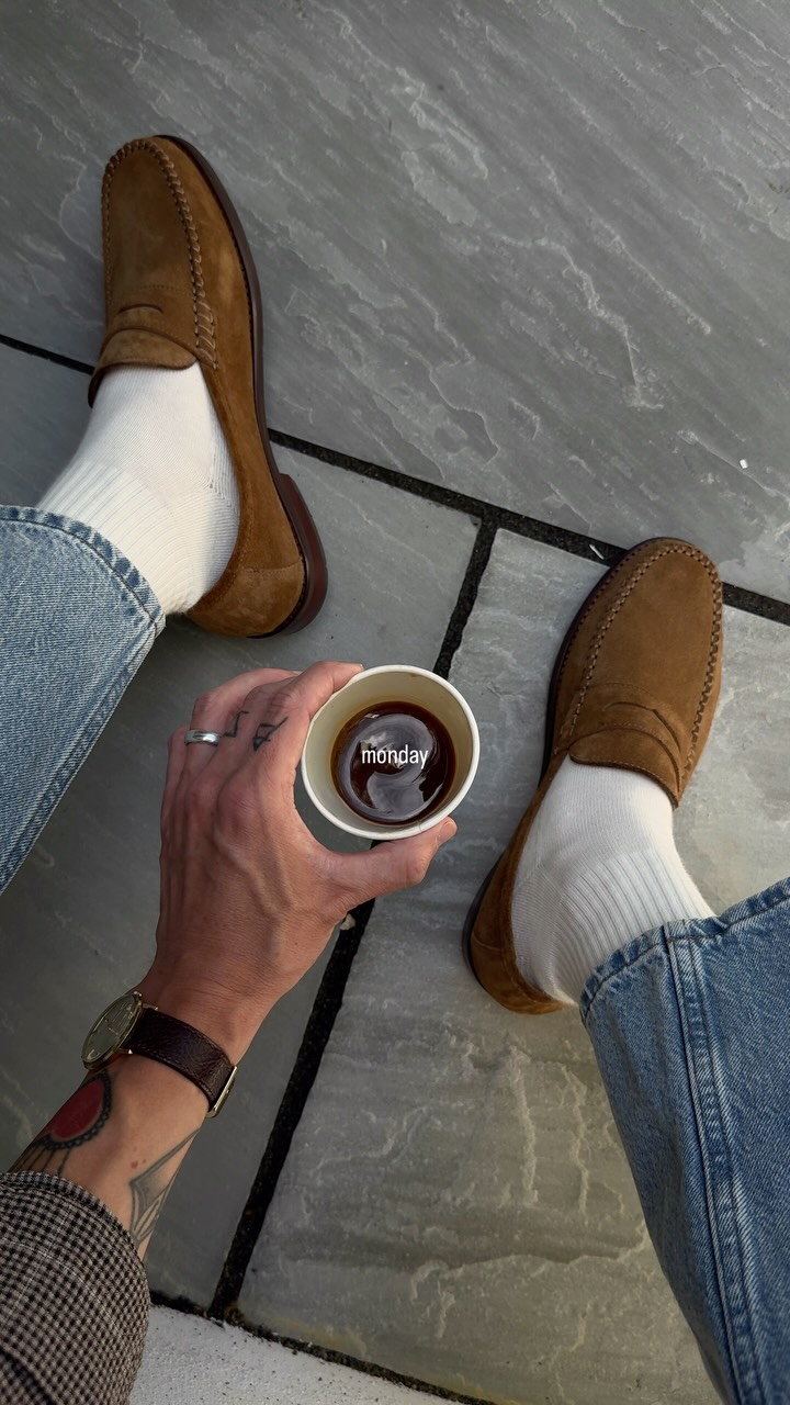 Jones Bootmaker Brown Suede Penny Loafers