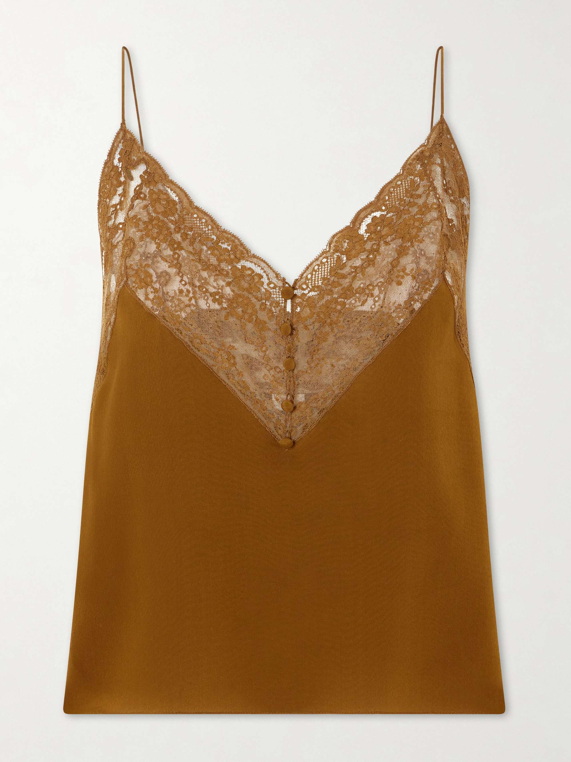 SAINT LAURENT Lace-trimmed Silk-satin Camisole