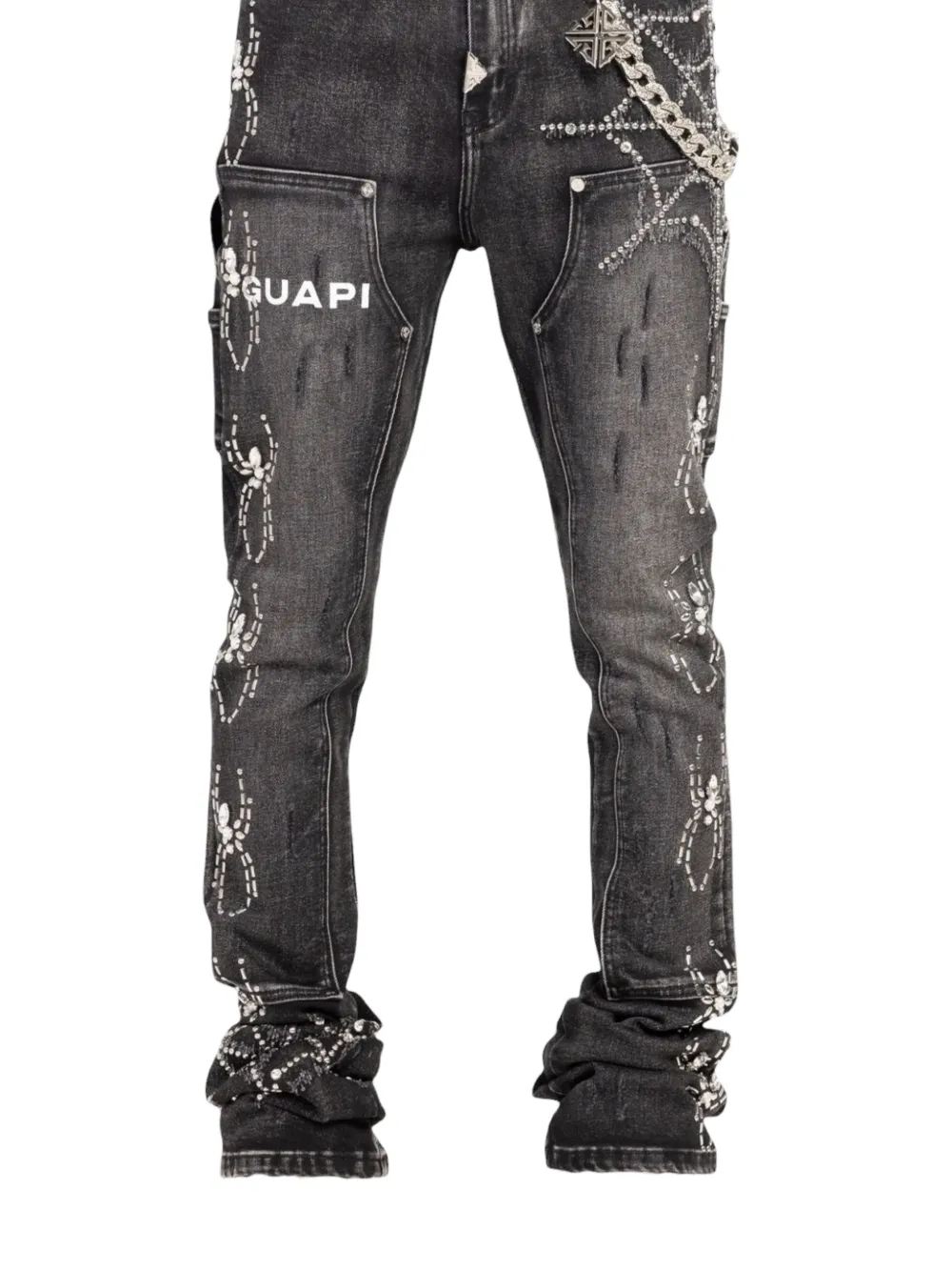GUAPI Crystal-embellished Spider-motif Jeans