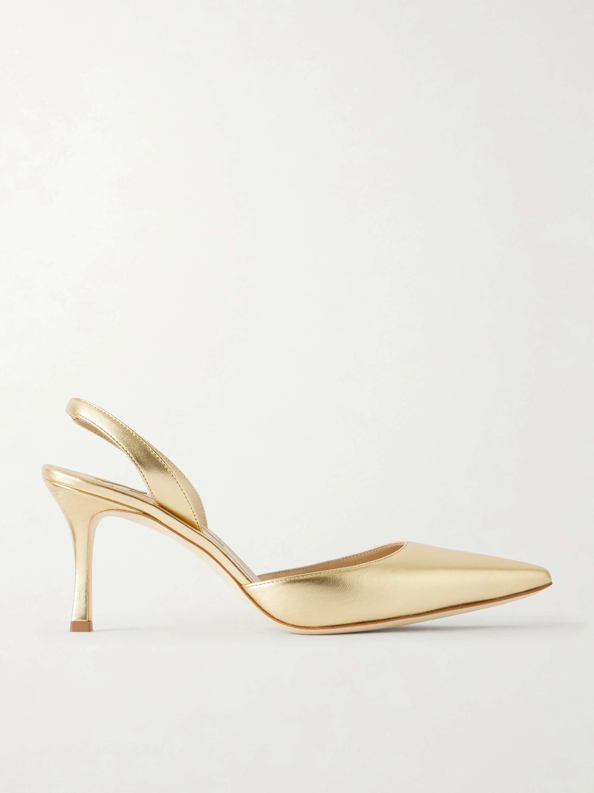 MANOLO BLAHNIK Carolyne 50 metallic leather slingback pumps