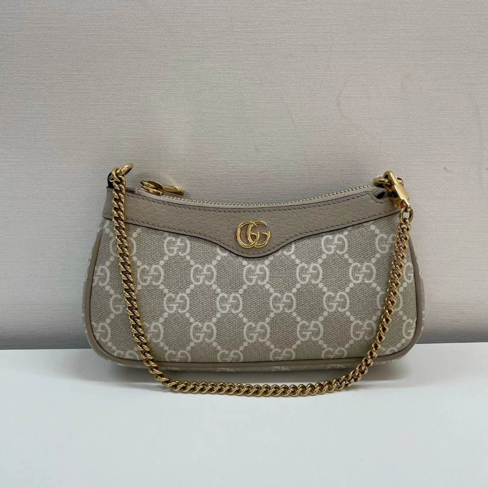 Gucci Oatmeal Beige Shoulder Bag — GG Monogram Canvas, Interlocking G