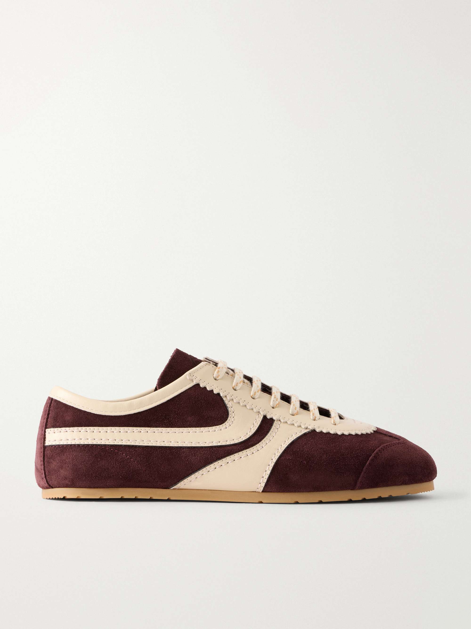 DRIES VAN NOTEN Leather-trimmed Suede Sneakers