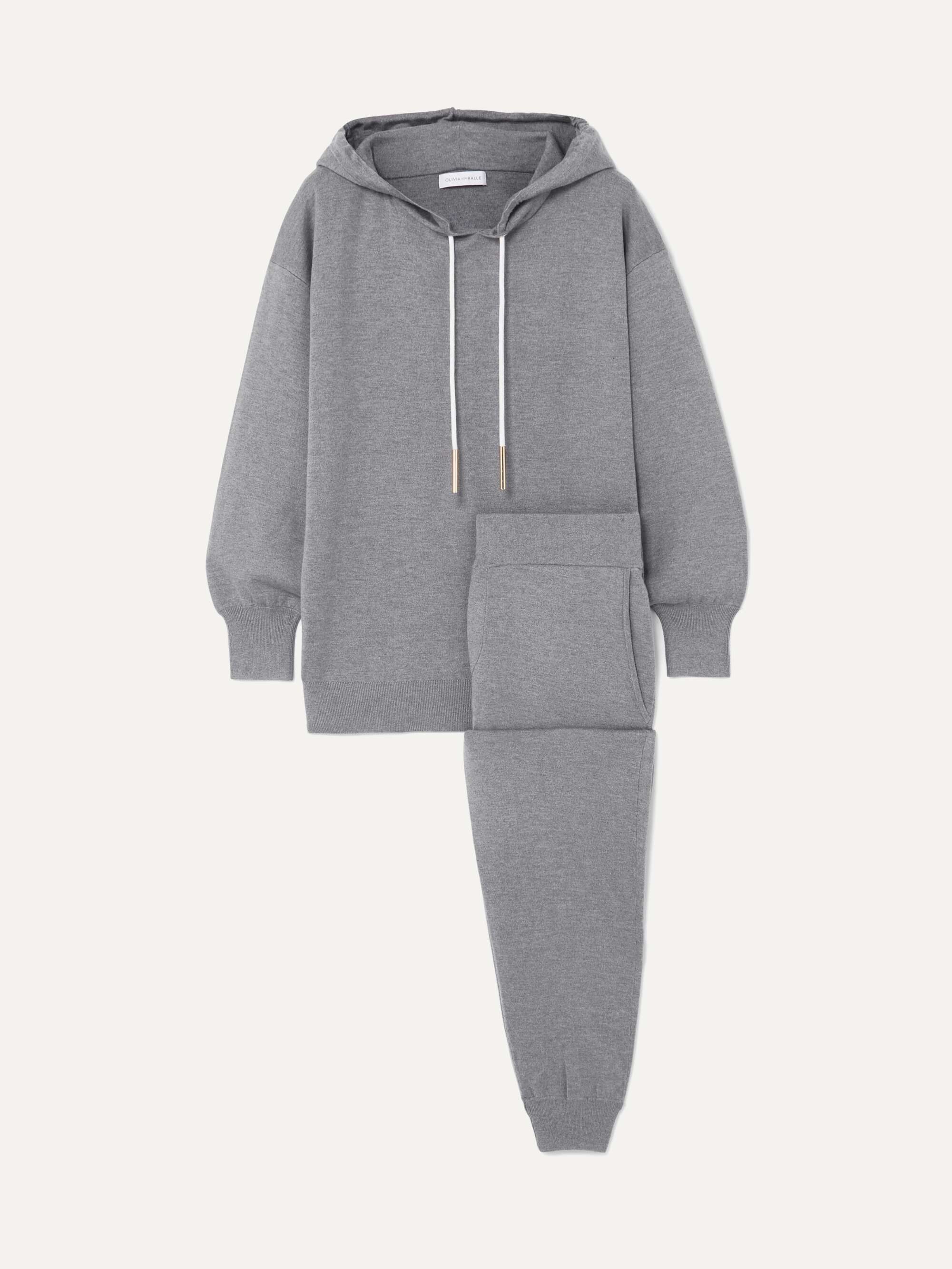 OLIVIA VON HALLE Gia London silk and cashmere-blend hoodie and track pants set