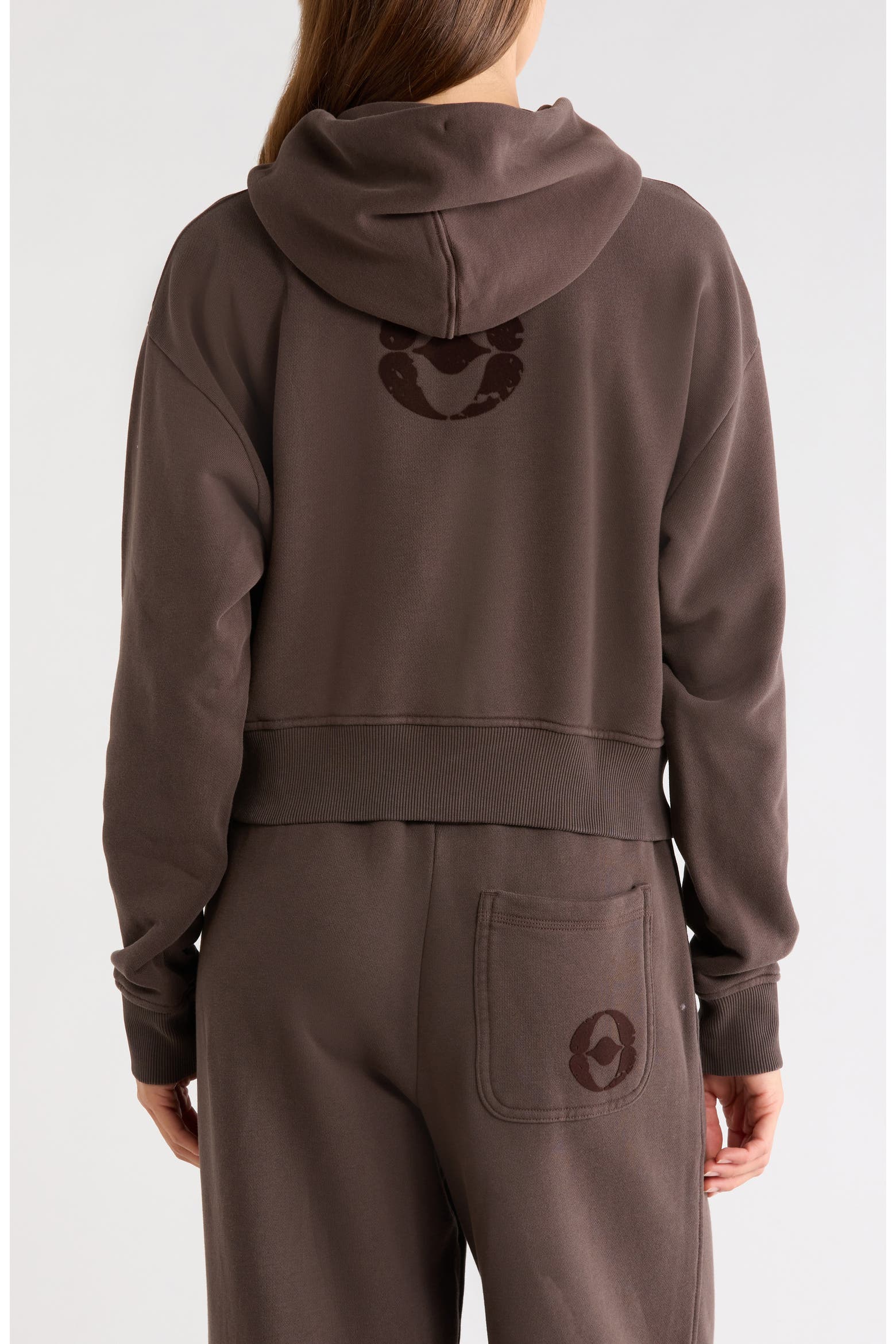 On Dark Brown Full Zip Hoodie — Hooded, Drop Shoulders, Ribbed Hem