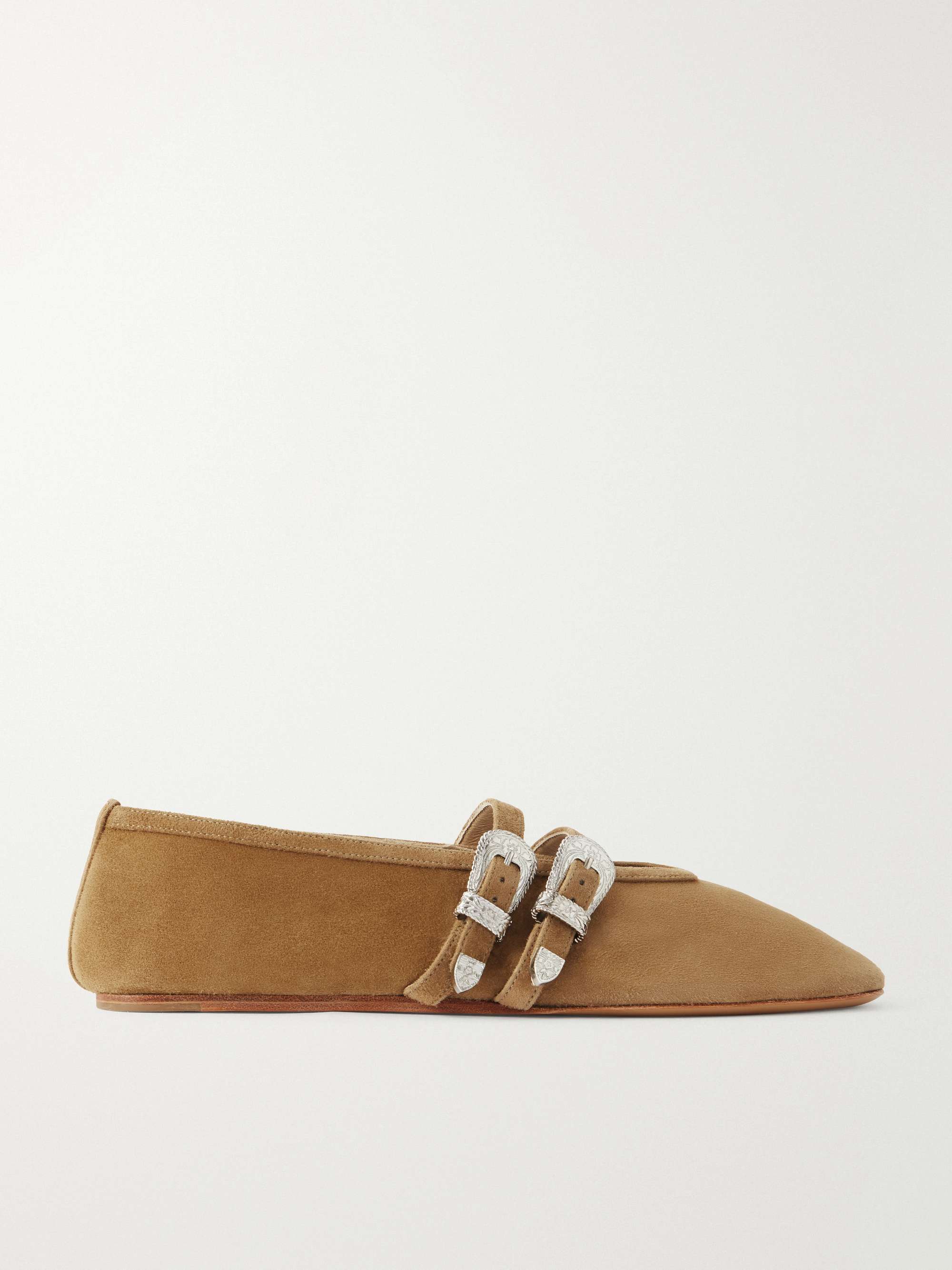 LE MONDE BERYL Claudia Buckle-detail Suede Ballet Flats