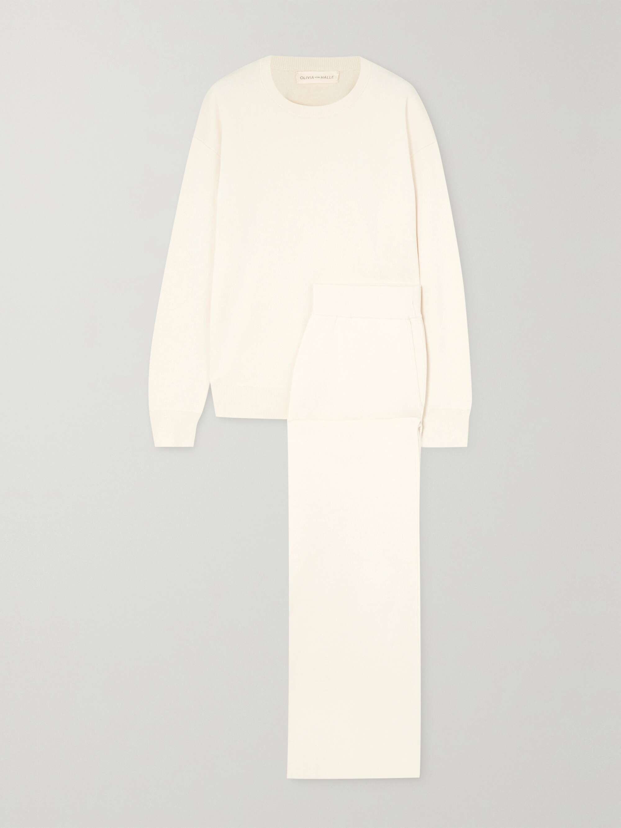 OLIVIA VON HALLE Carmel Silk and Cashmere-blend Sweatshirt and Track