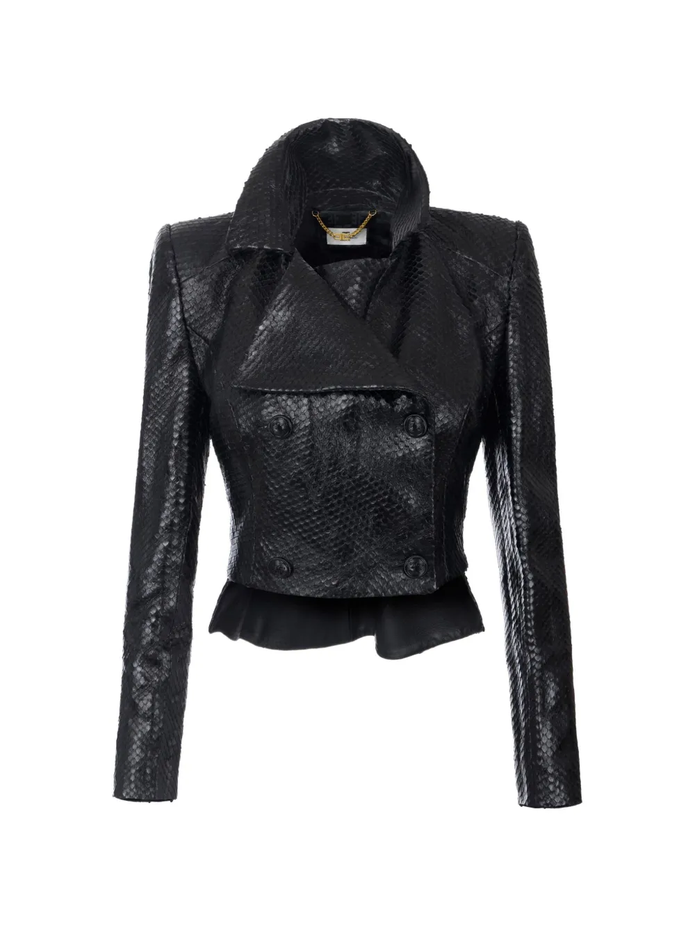 Elisabetta Franchi Leather Jacket with Fish Scale Pattern