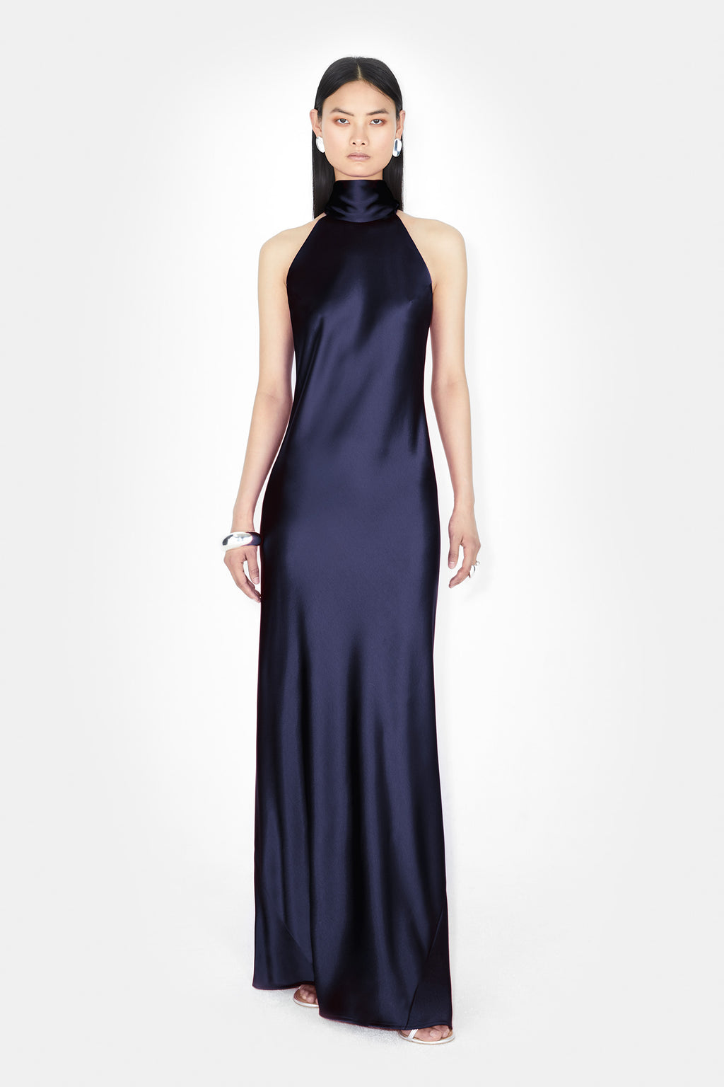 Galvan London UK Satin Sienna Dress - Midnight