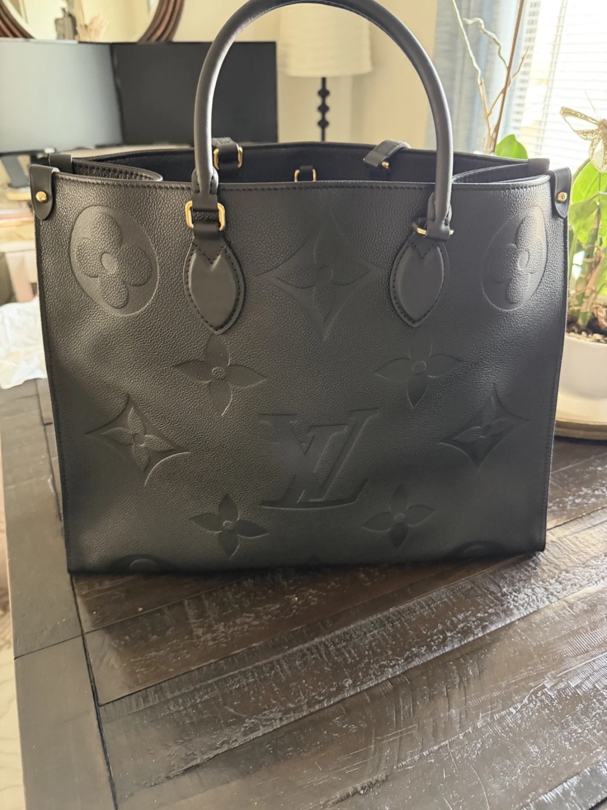 Louis Vuitton Black Tote Bag — Monogram Empreinte Leather, Dual Top